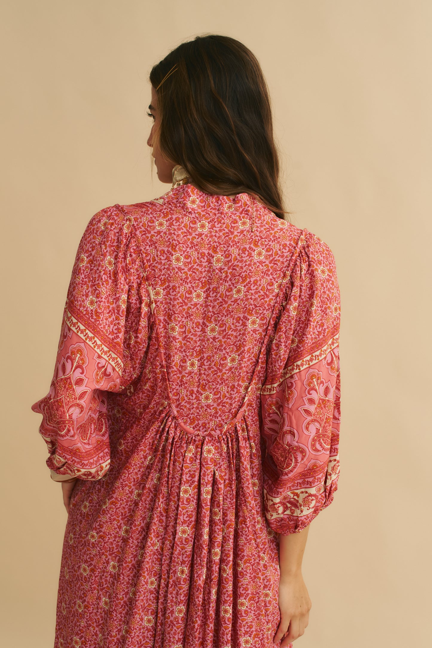 STRAWBERRIES AND CREAM PRINT BOHEME MIDI