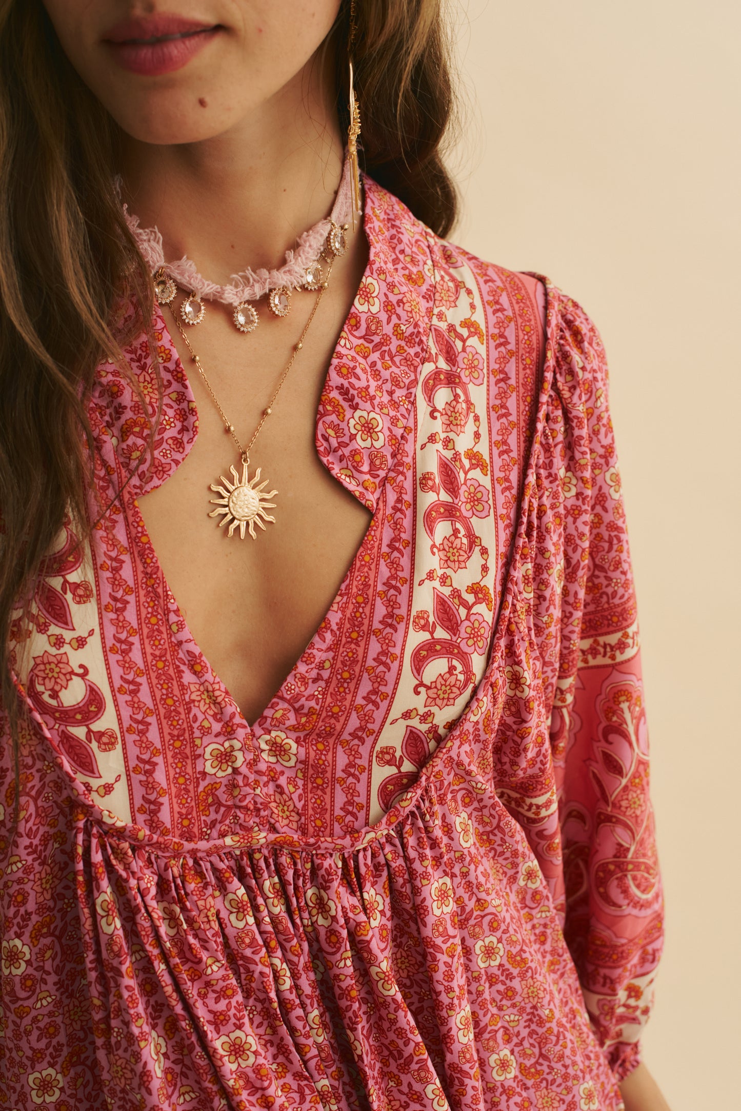 STRAWBERRIES AND CREAM PRINT BOHEME MIDI