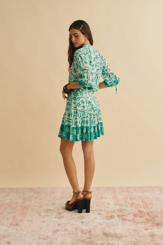 MINT SPRITZ PRINT INKA MINI DRESS
