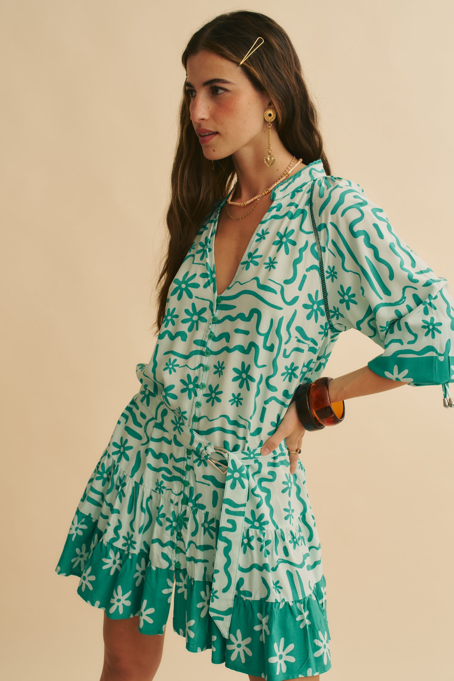 MINT SPRITZ PRINT INKA MINI DRESS