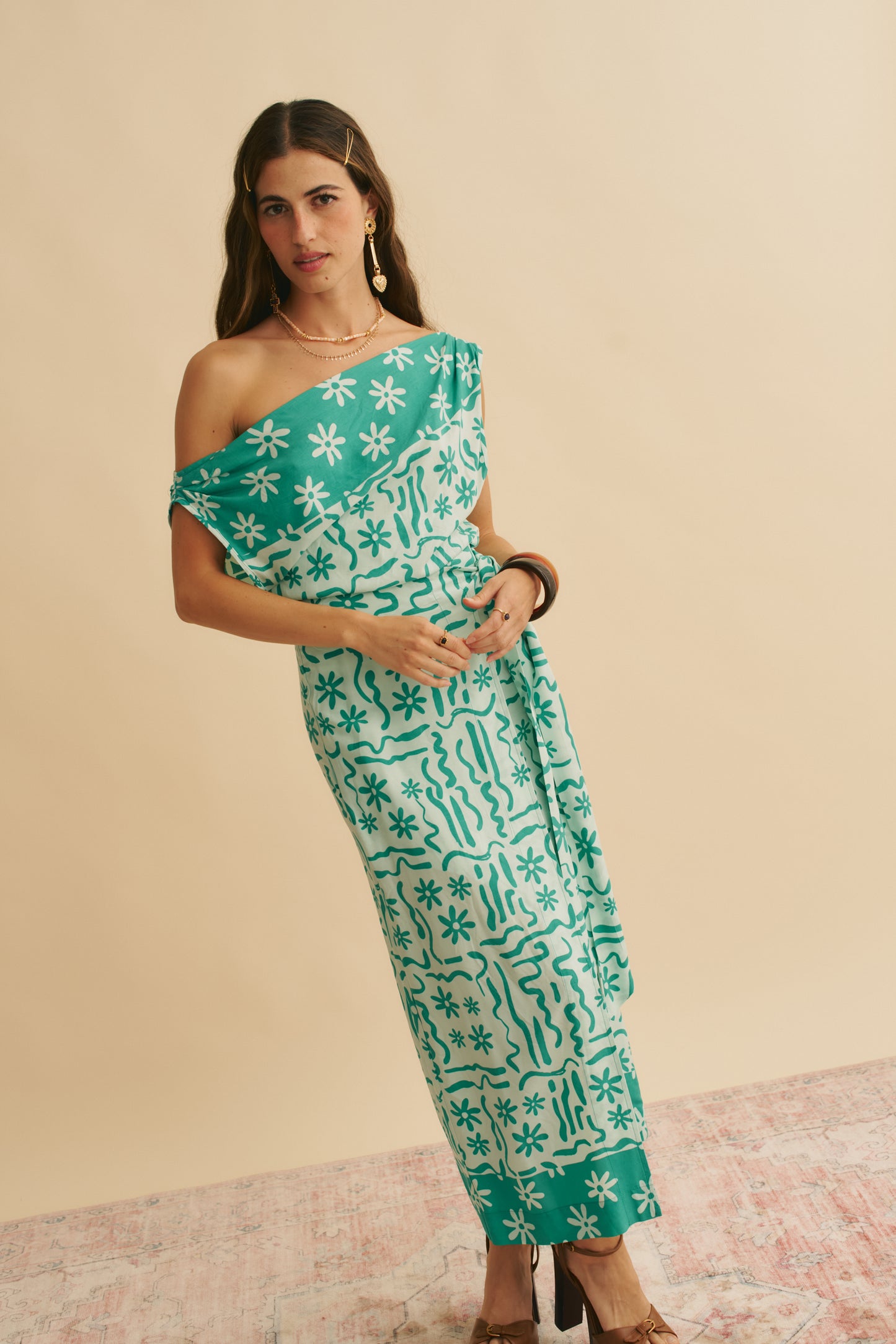 MINT SPRITZ PRINT ZIA WRAP SKIRT