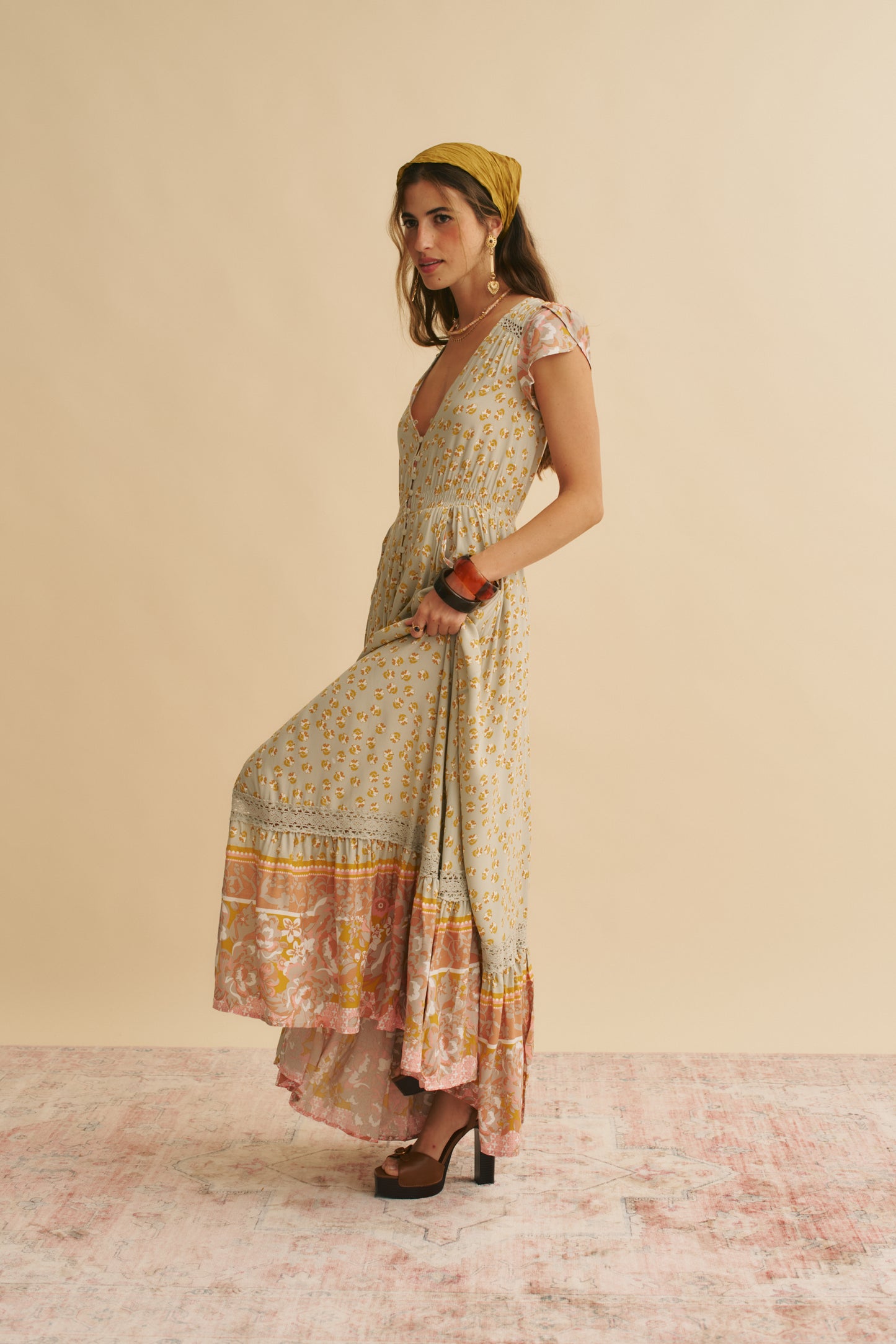 MAISHA PRINT CARMEN MAXI DRESS