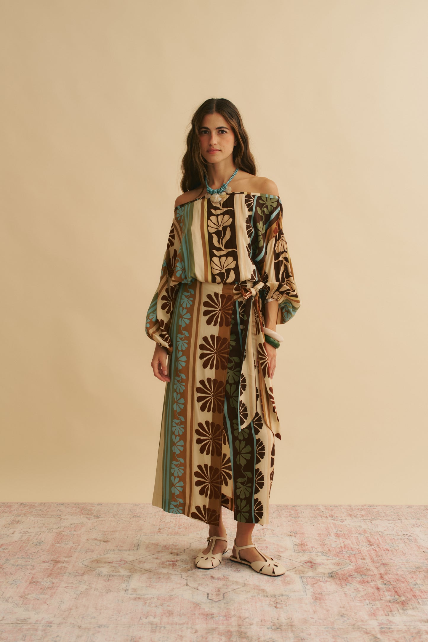 CACAO MIST PRINT ZIA WRAP SKIRT