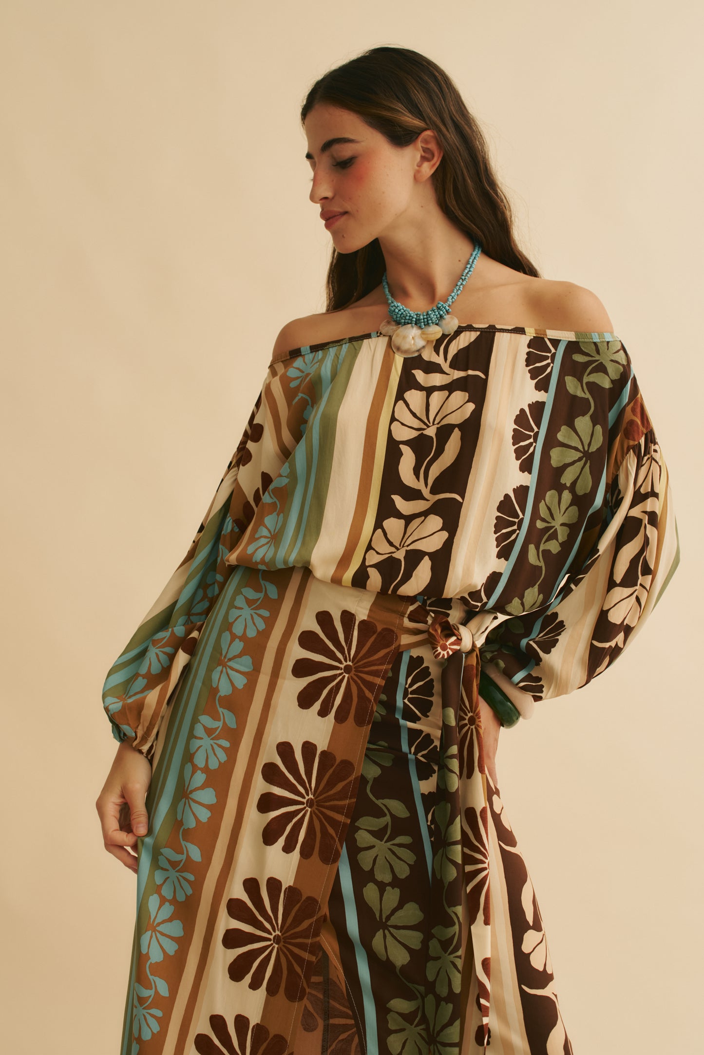 CACAO MIST PRINT ARABELLA BLOUSE