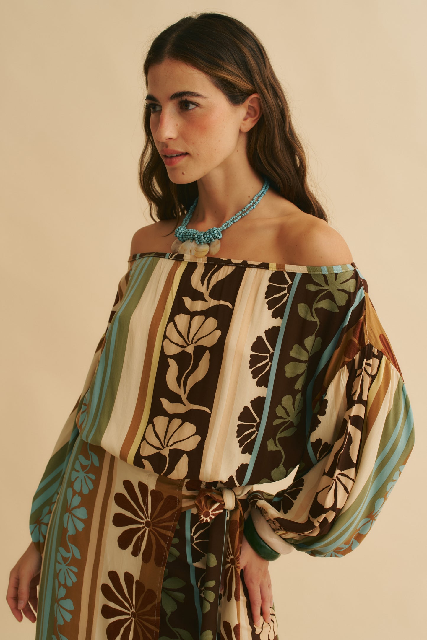 CACAO MIST PRINT ARABELLA BLOUSE