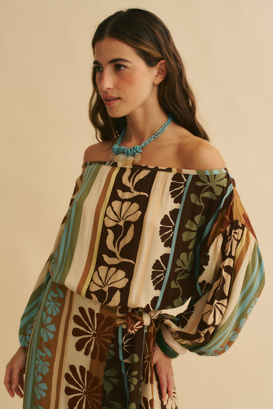 CACAO MIST PRINT ARABELLA BLOUSE