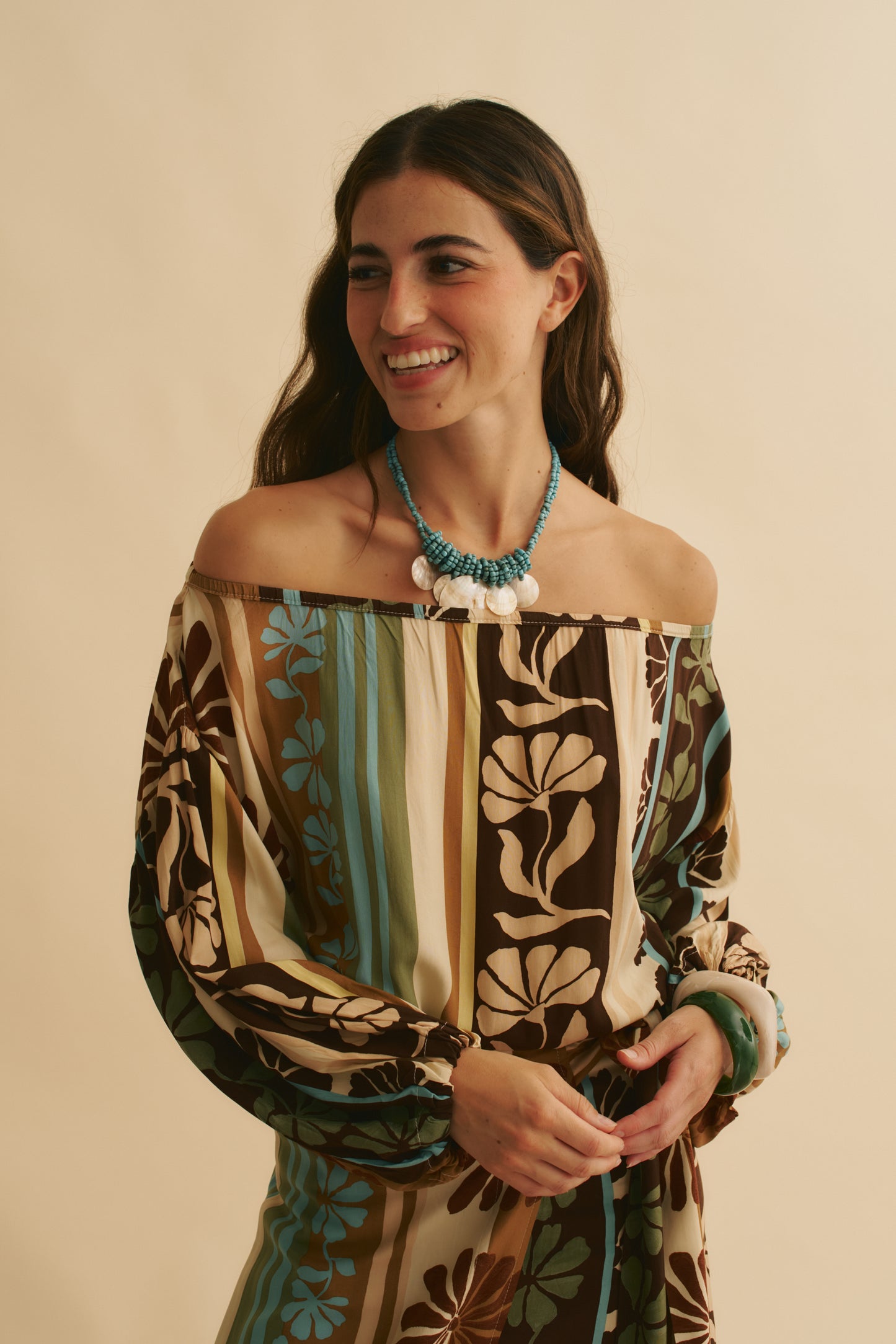 CACAO MIST PRINT ARABELLA BLOUSE