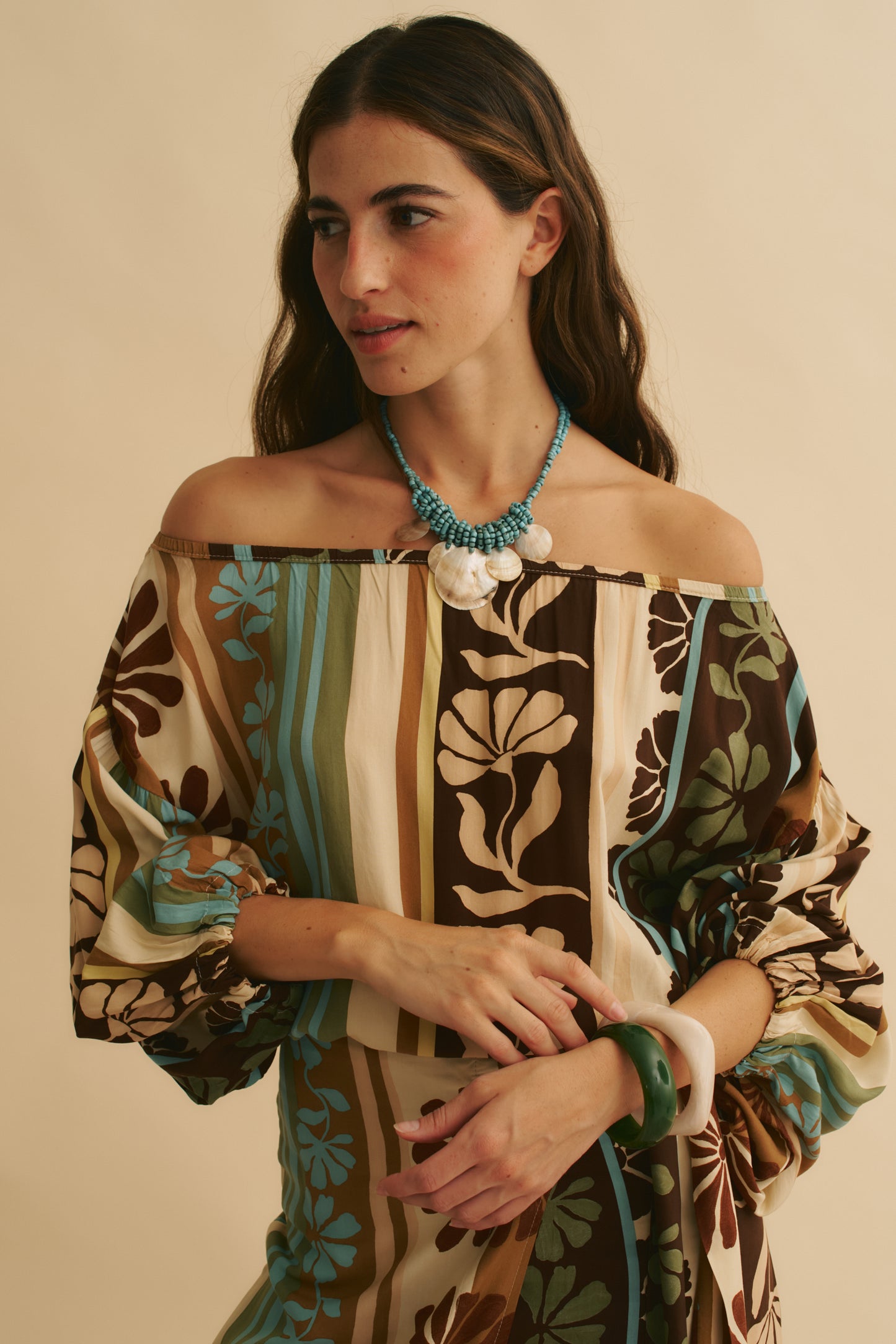 CACAO MIST PRINT ARABELLA BLOUSE