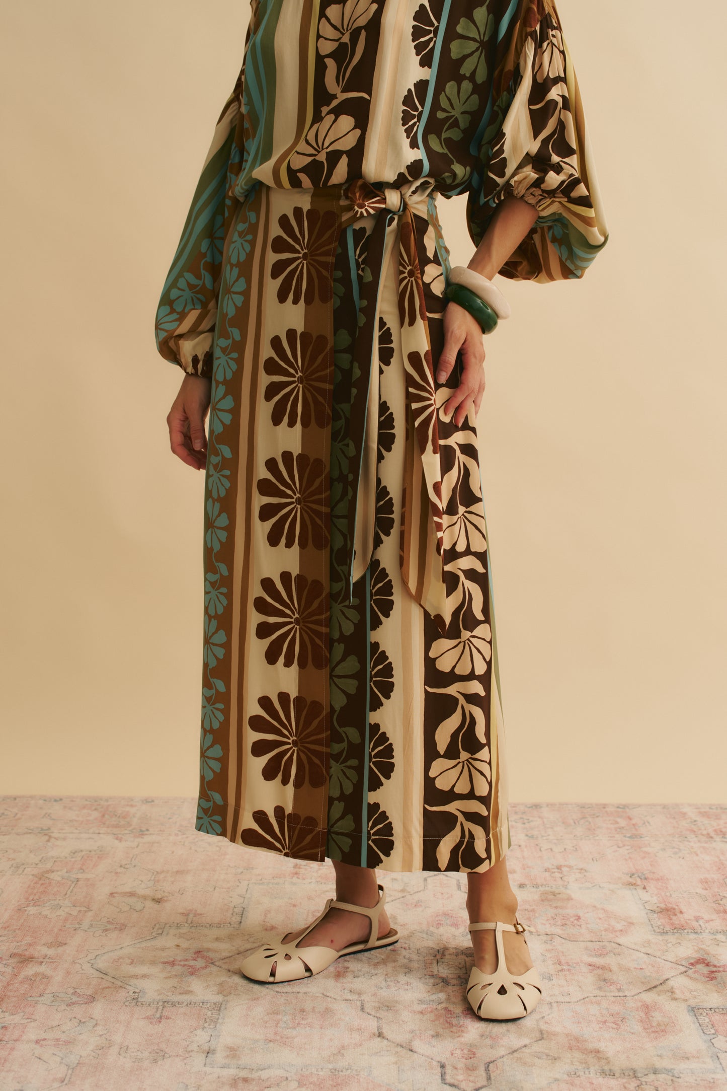 CACAO MIST PRINT ZIA WRAP SKIRT