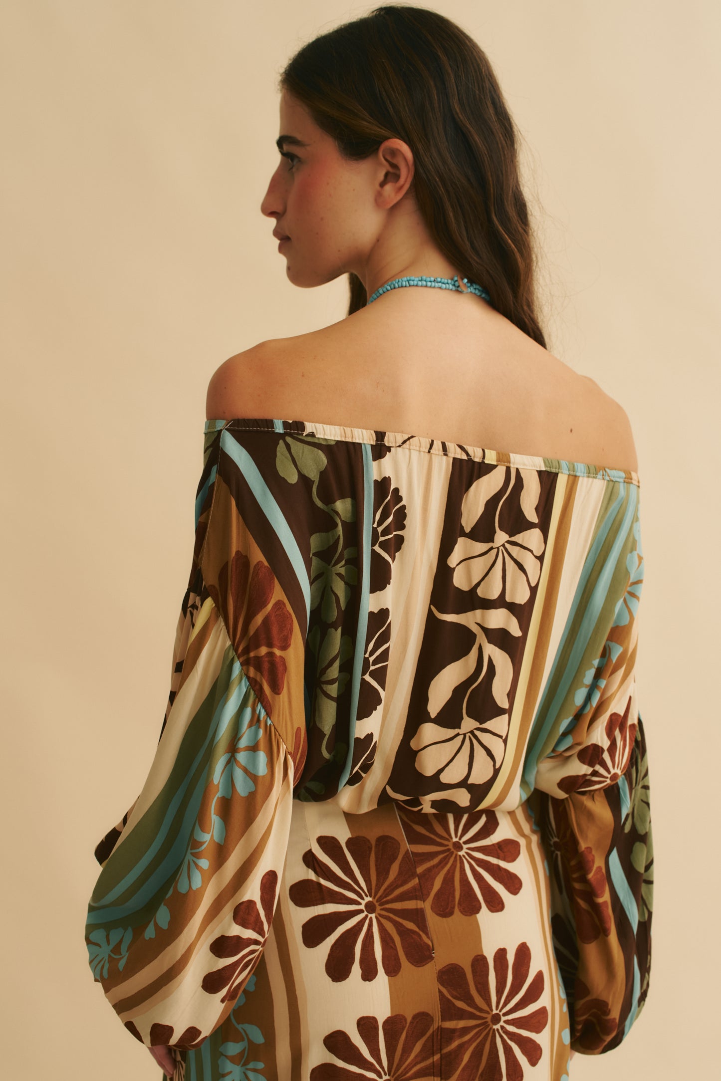 CACAO MIST PRINT ARABELLA BLOUSE