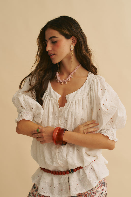 GARDENIA EMBROIDERED HOPE BLOUSE
