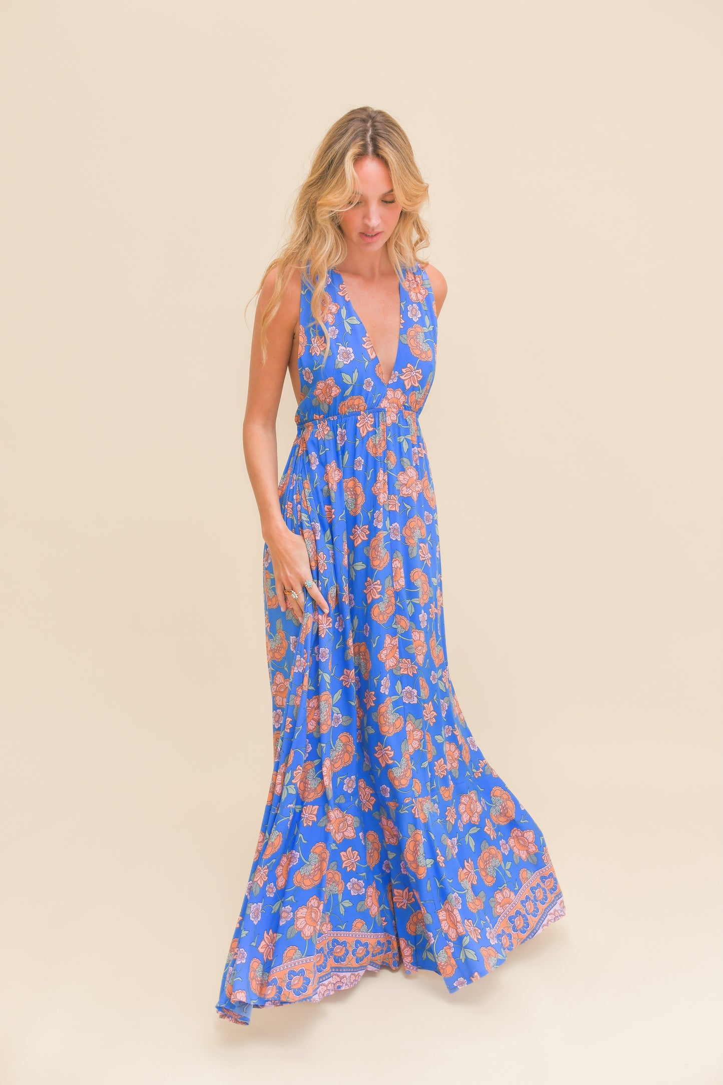 SUNSEEKER PRINT PEARL MAXI DRESS