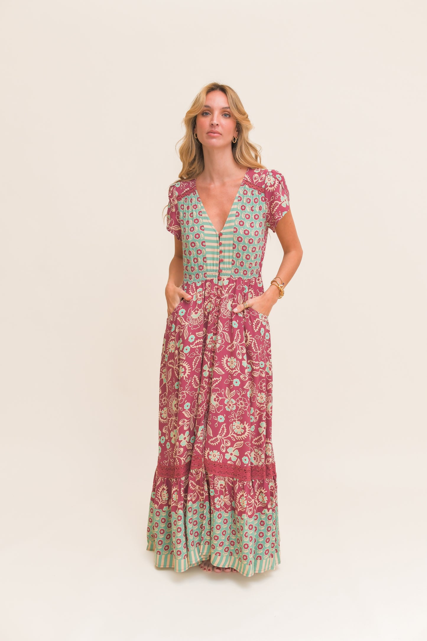 ATHENA PRINT CARMEN MAXI DRESS