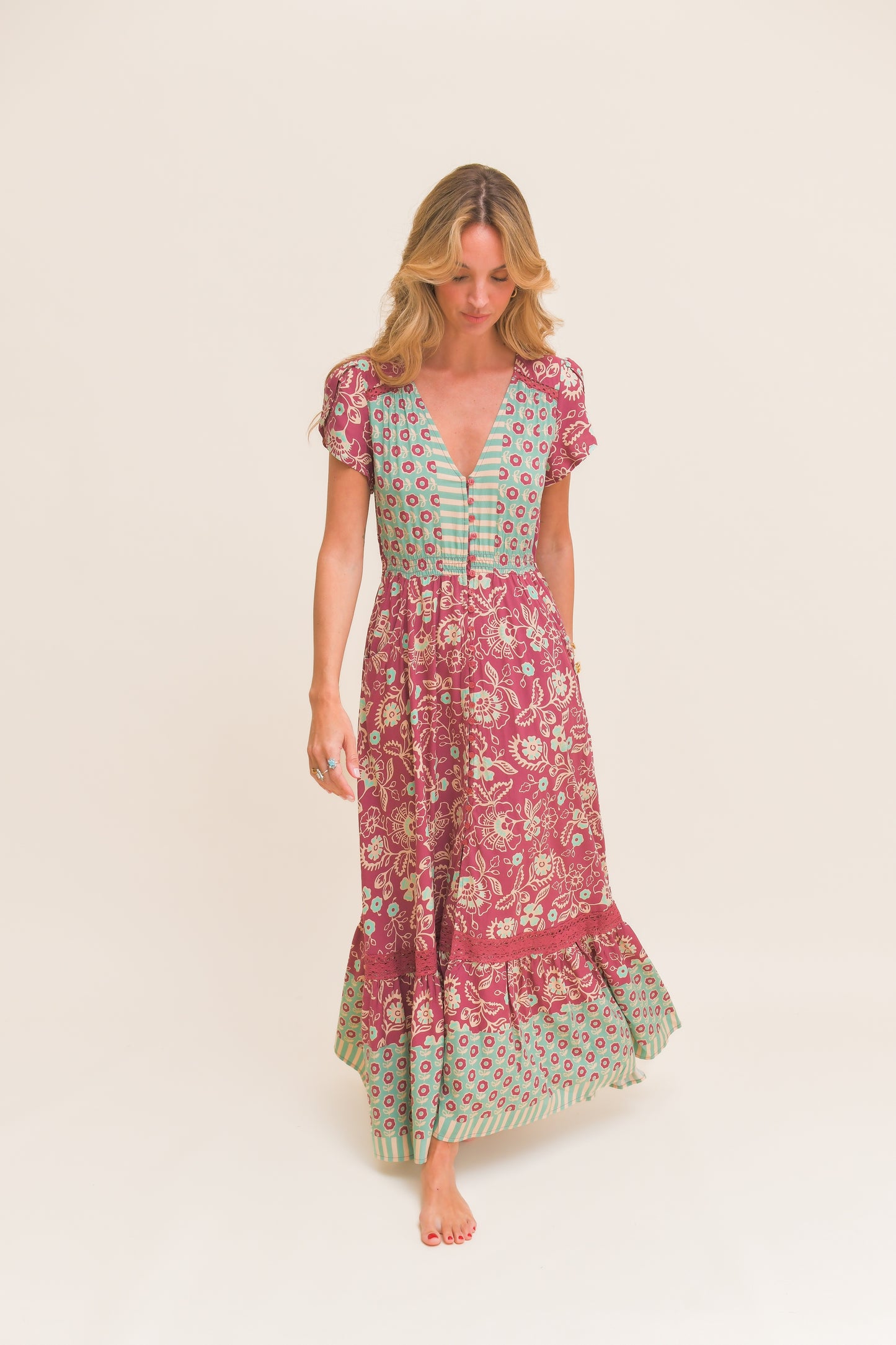 ATHENA PRINT CARMEN MAXI DRESS