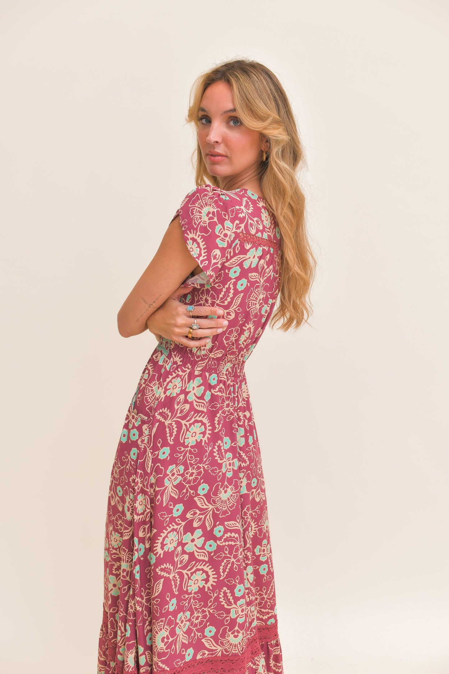 ATHENA PRINT CARMEN MAXI DRESS