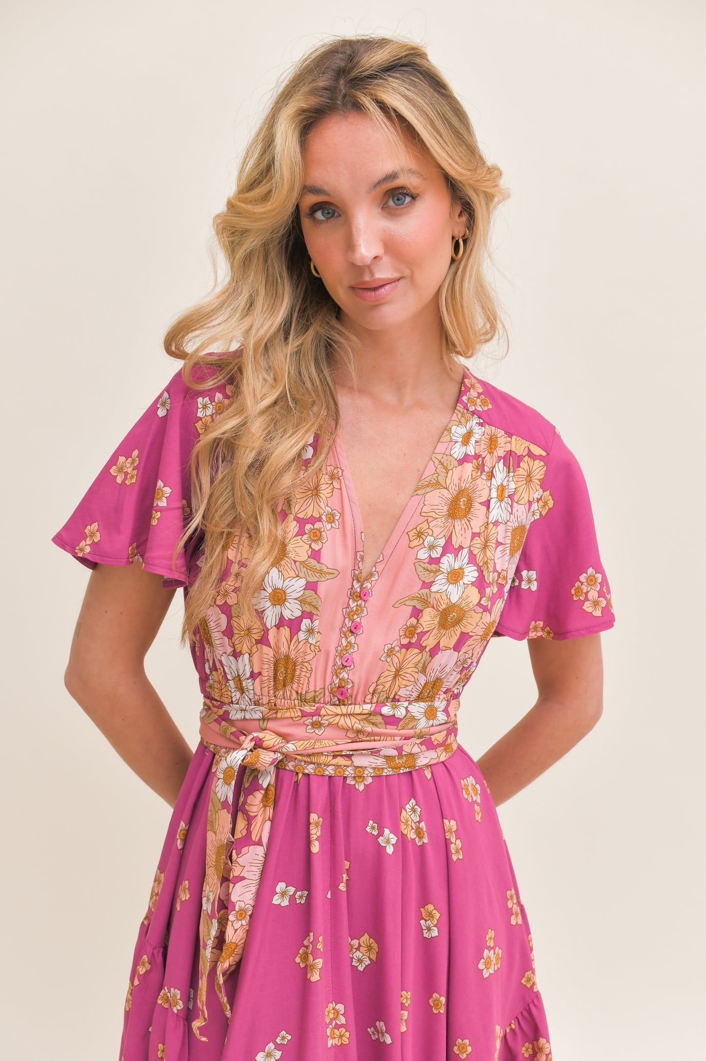BEE ORCHID PRINT TAURUS MAXI DRESS
