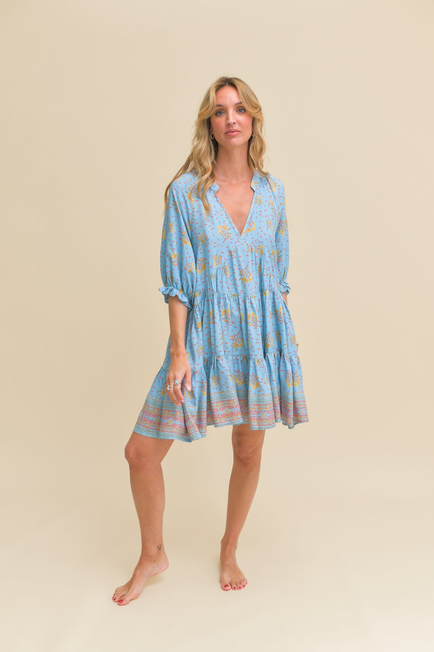 LAGUNA FLEUR PRINT PETAL MINI DRESS