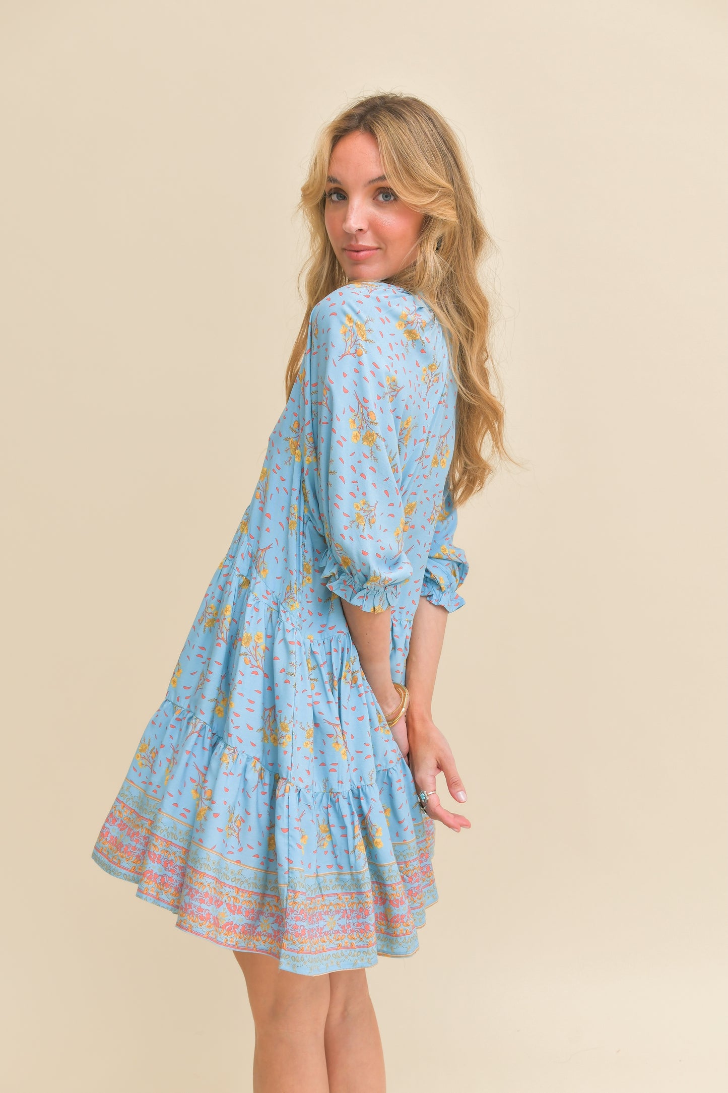 LAGUNA FLEUR PRINT PETAL MINI DRESS