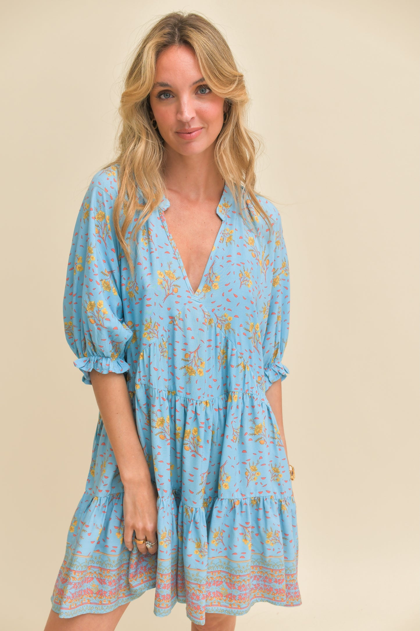 LAGUNA FLEUR PRINT PETAL MINI DRESS