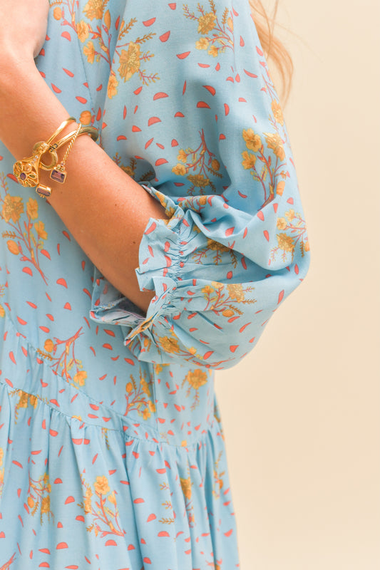 LAGUNA FLEUR PRINT PETAL MINI DRESS