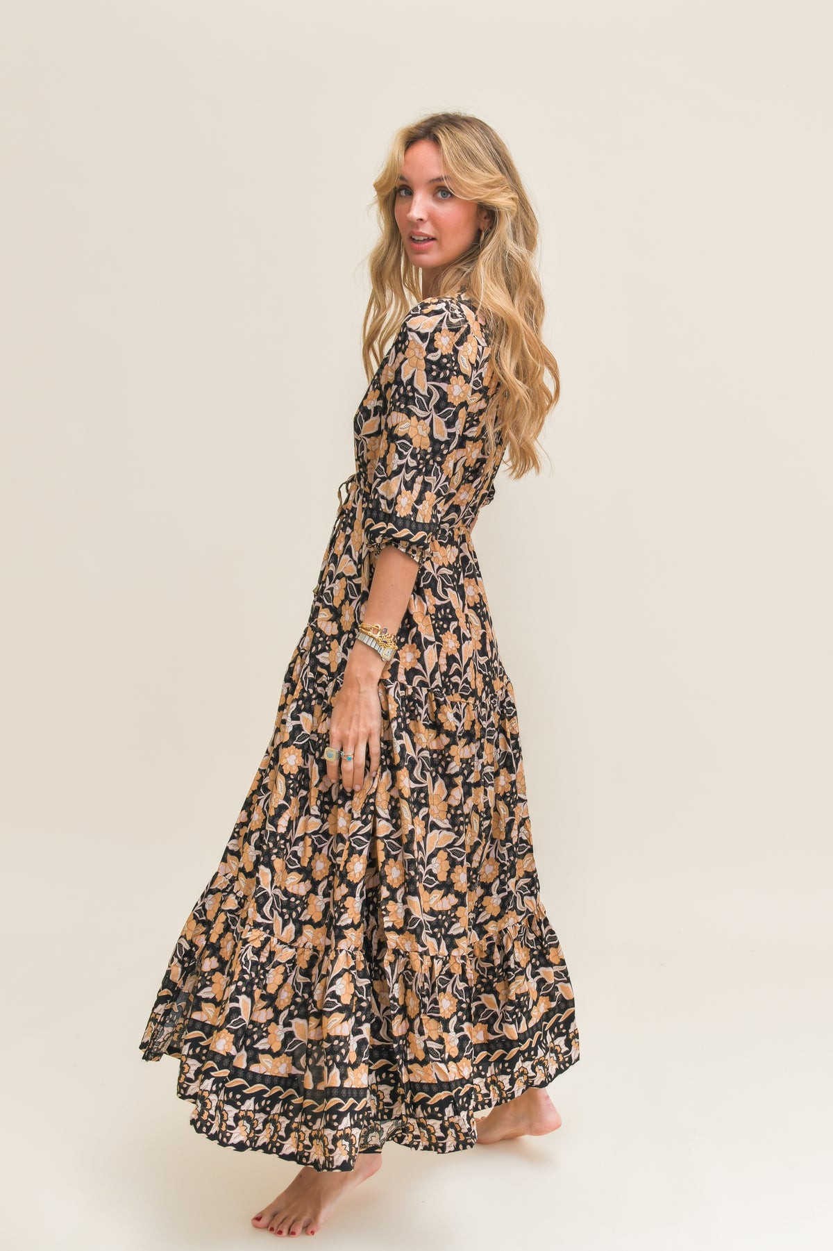 GOLD VALLEY PRINT TESSA MAXI DRESS