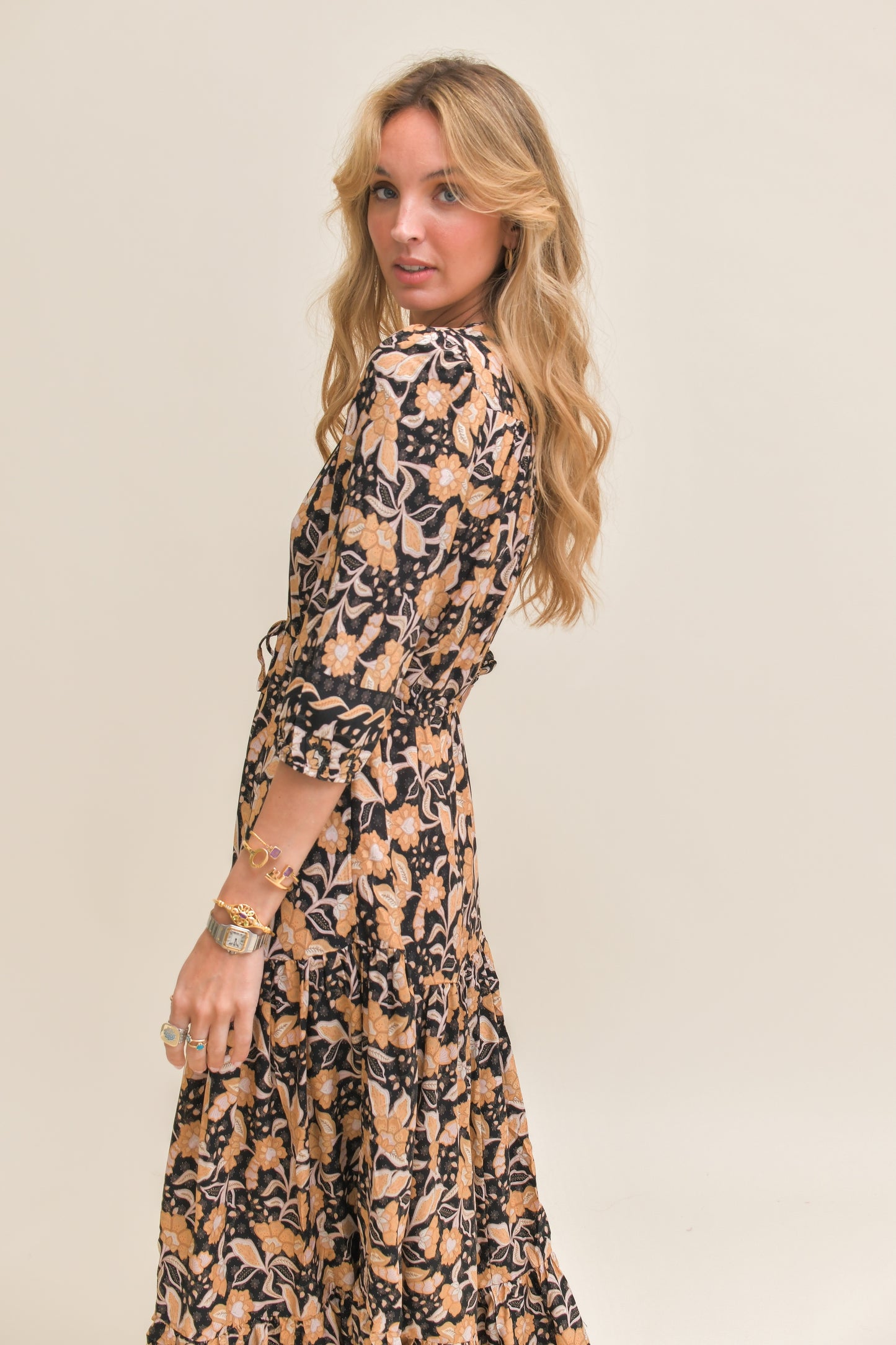 GOLD VALLEY PRINT TESSA MAXI DRESS