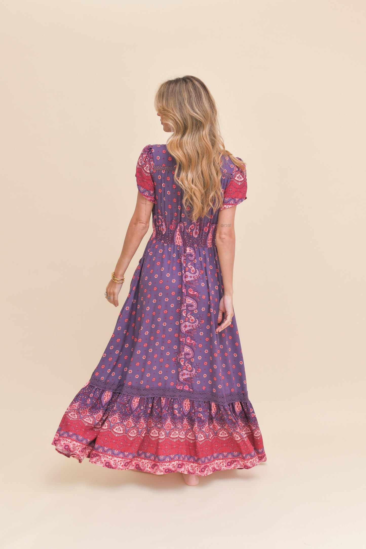 ROSEWOOD PRINT CARMEN MAXI DRESS