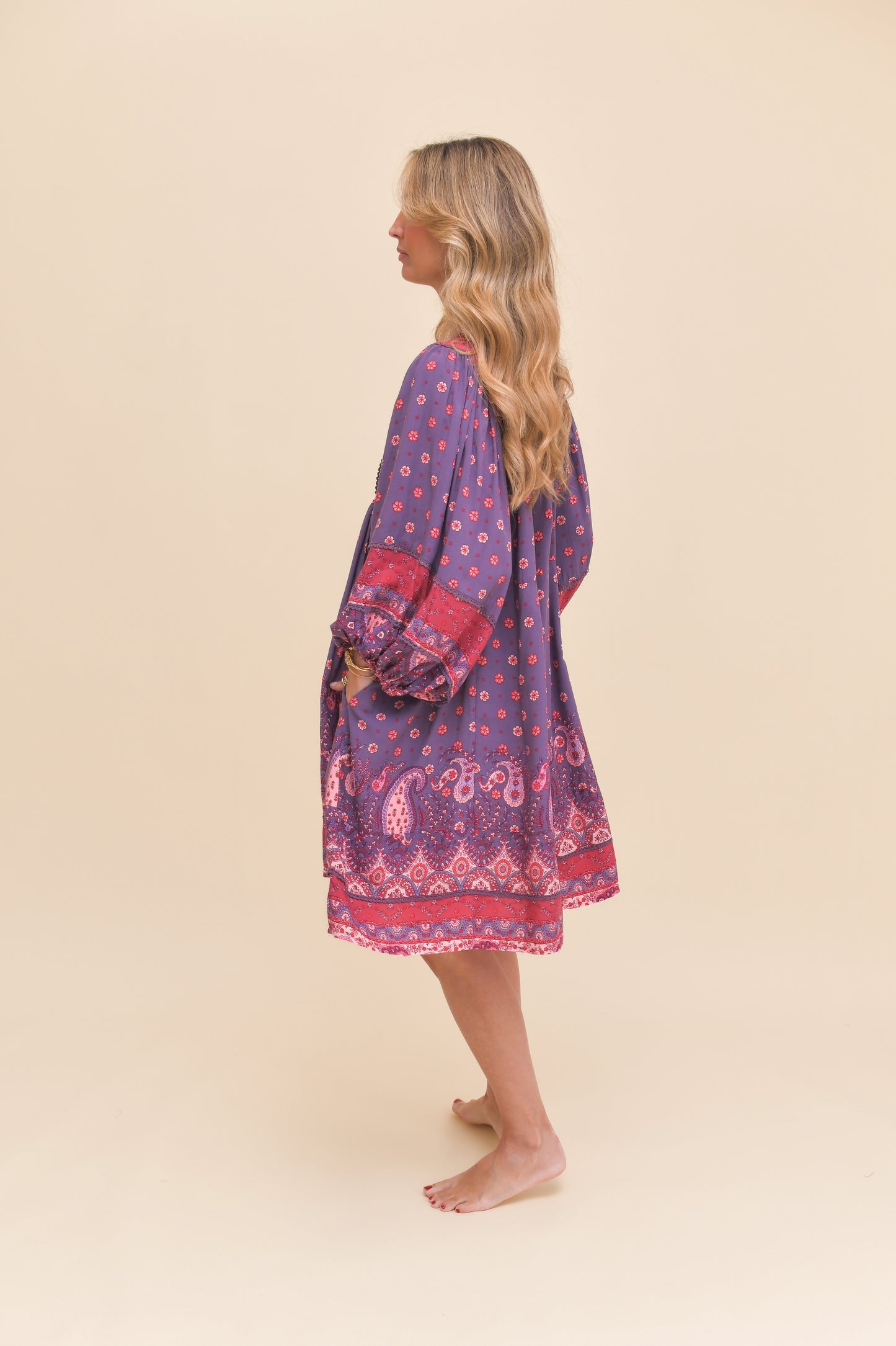 ROSEWOOD PRINT ADELA MINI DRESS