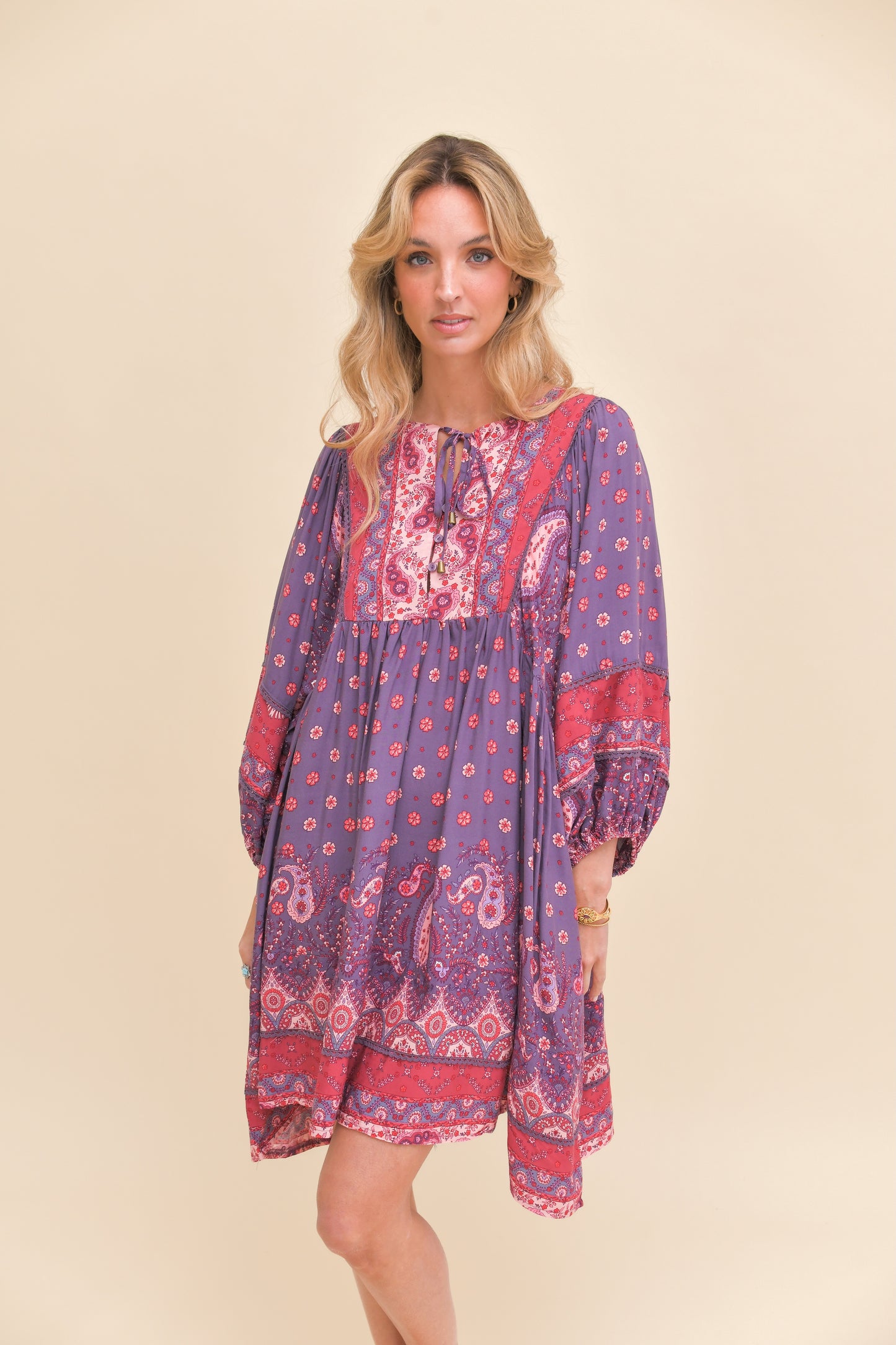 ROSEWOOD PRINT ADELA MINI DRESS