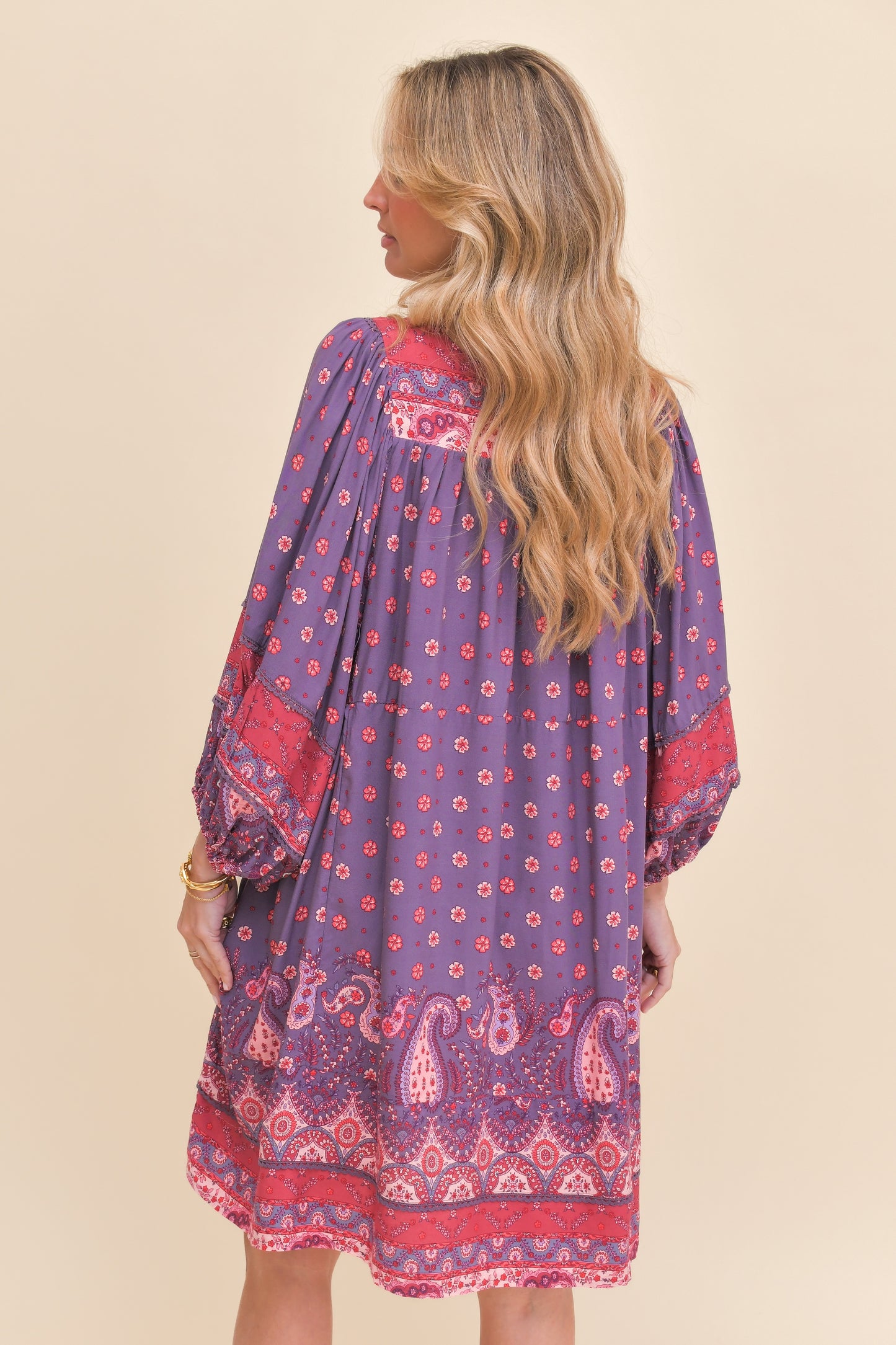 ROSEWOOD PRINT ADELA MINI DRESS