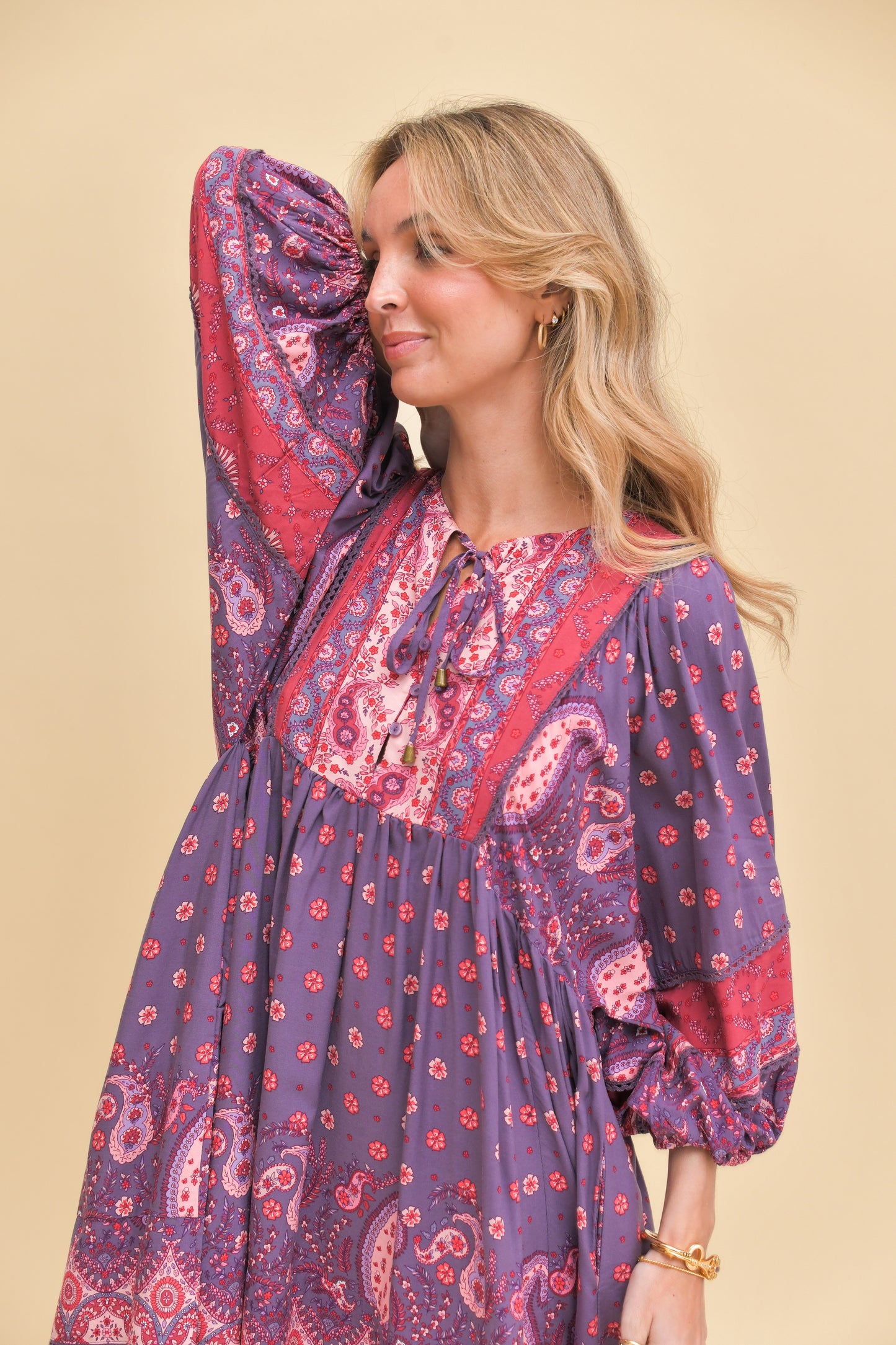 ROSEWOOD PRINT ADELA MINI DRESS