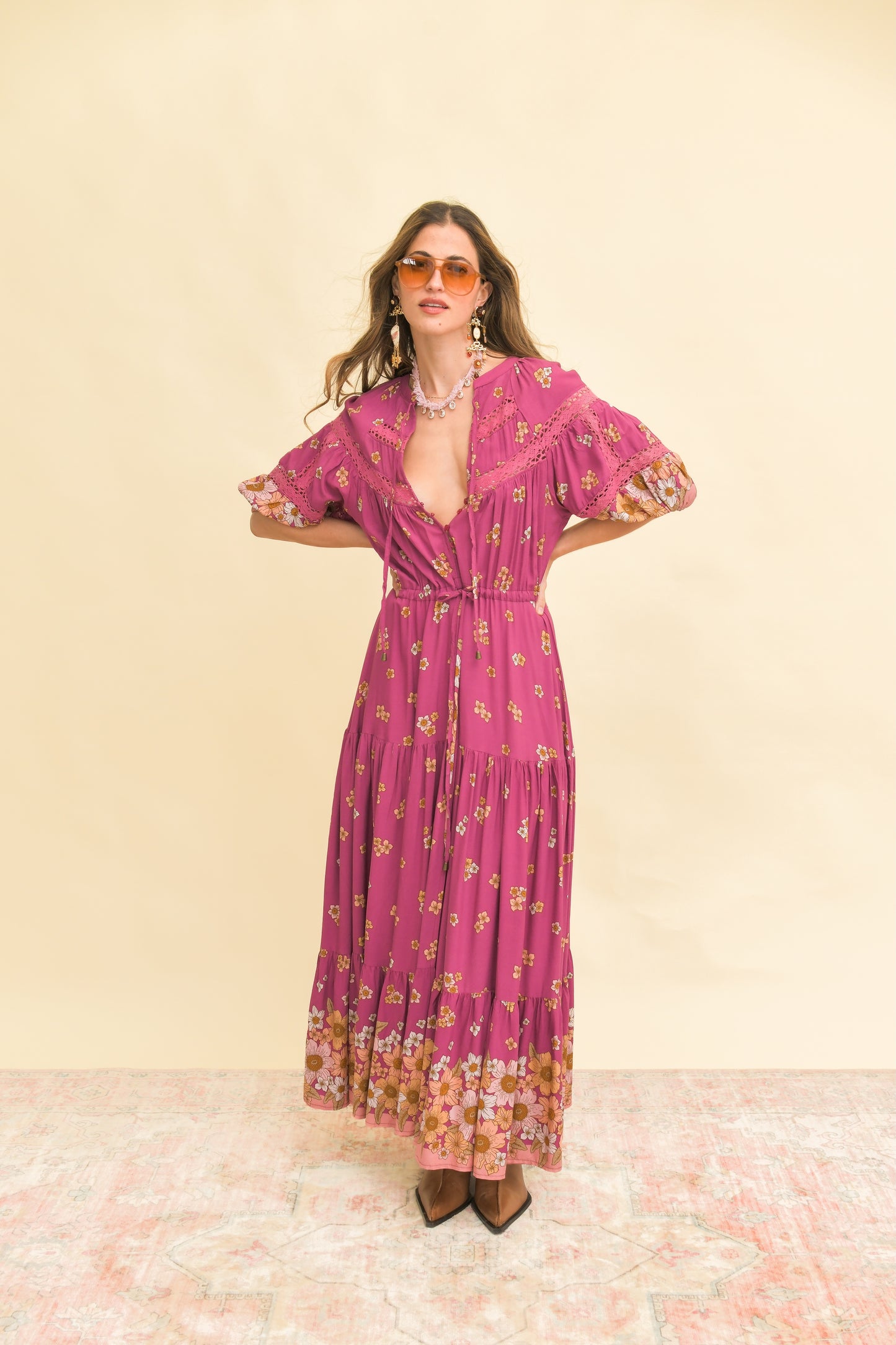 BEE ORCHID PRINT ELSA MAXI DRESS