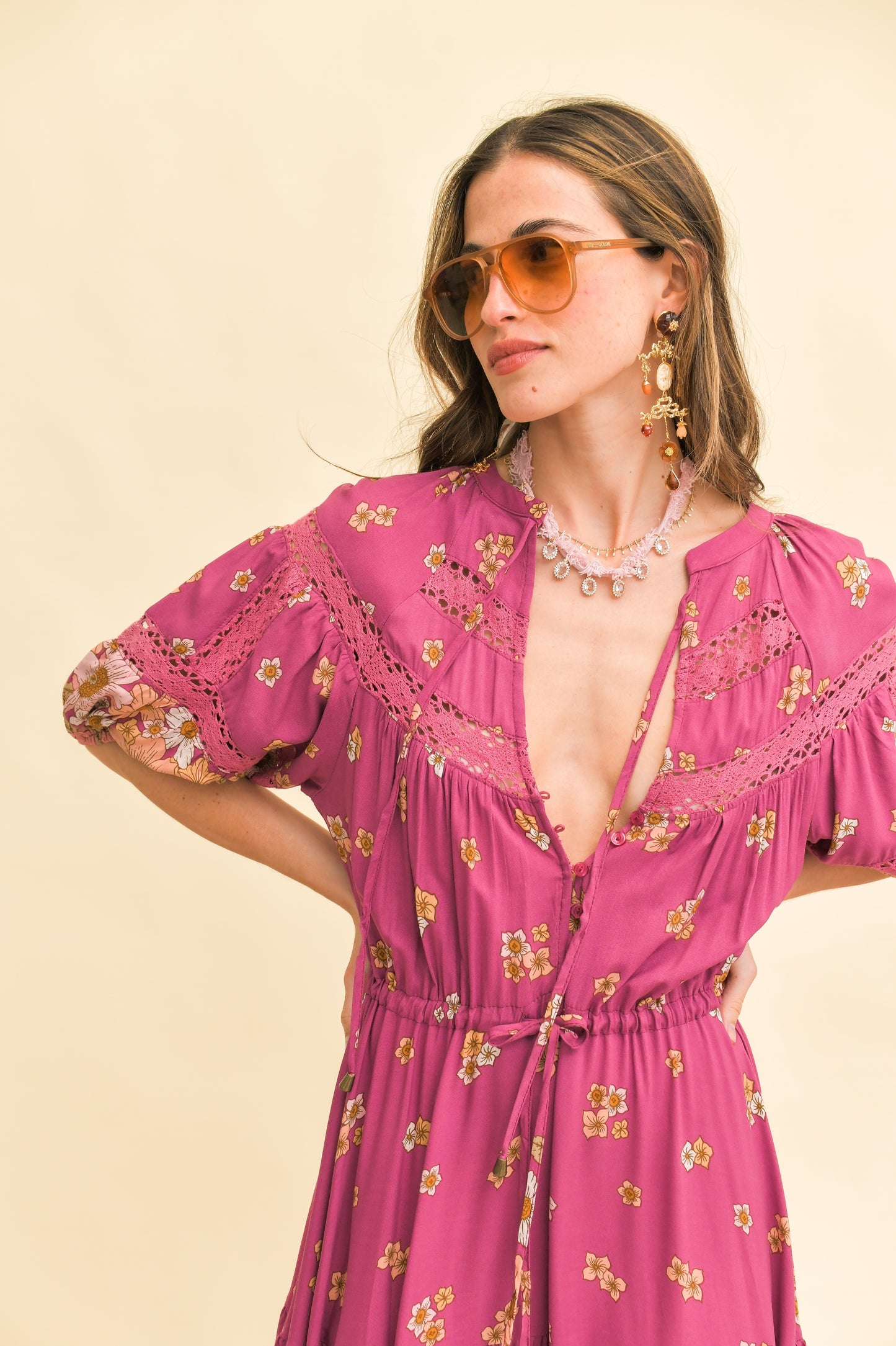 BEE ORCHID PRINT ELSA MAXI DRESS