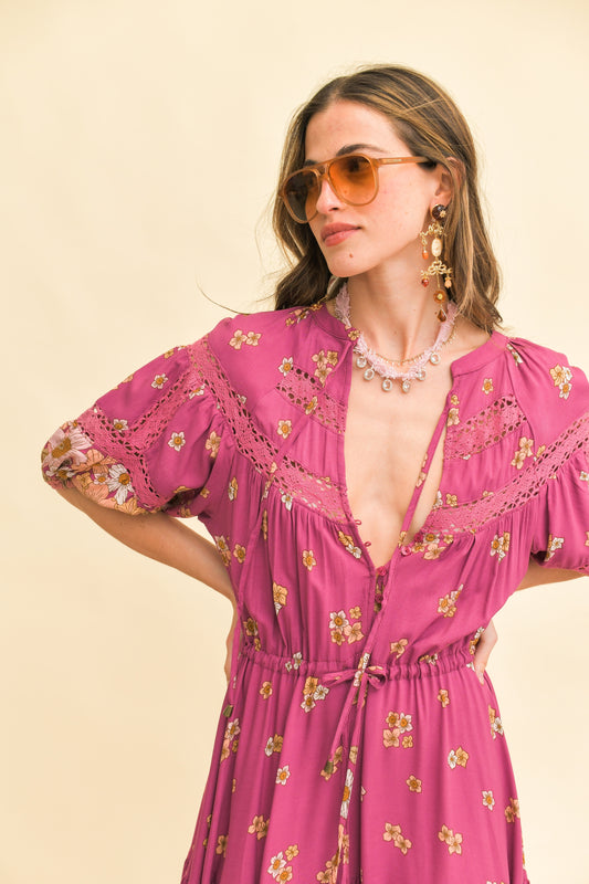 BEE ORCHID PRINT ELSA MAXI DRESS