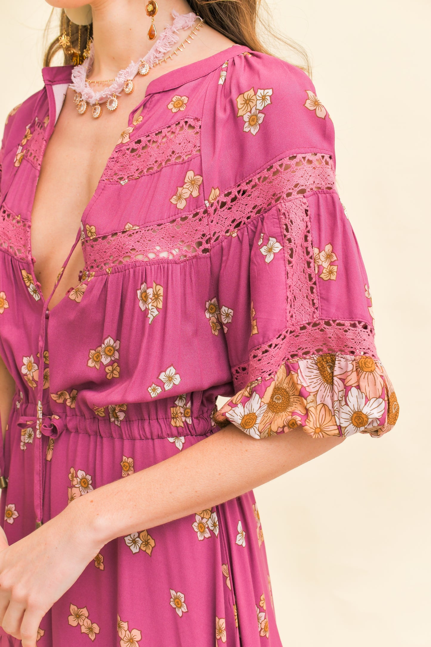 BEE ORCHID PRINT ELSA MAXI DRESS