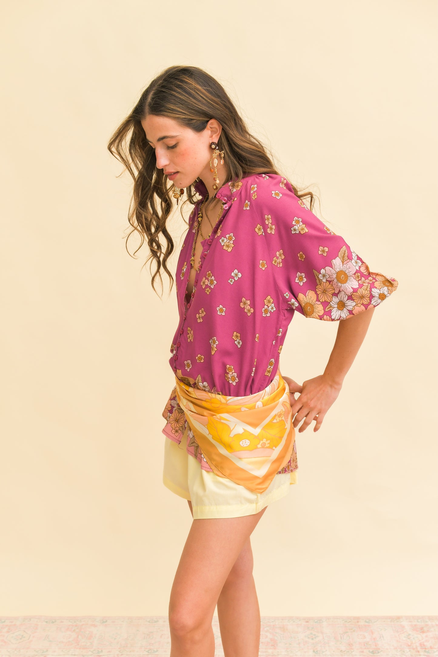 BEE ORCHID PRINT ARDEN BLOUSE