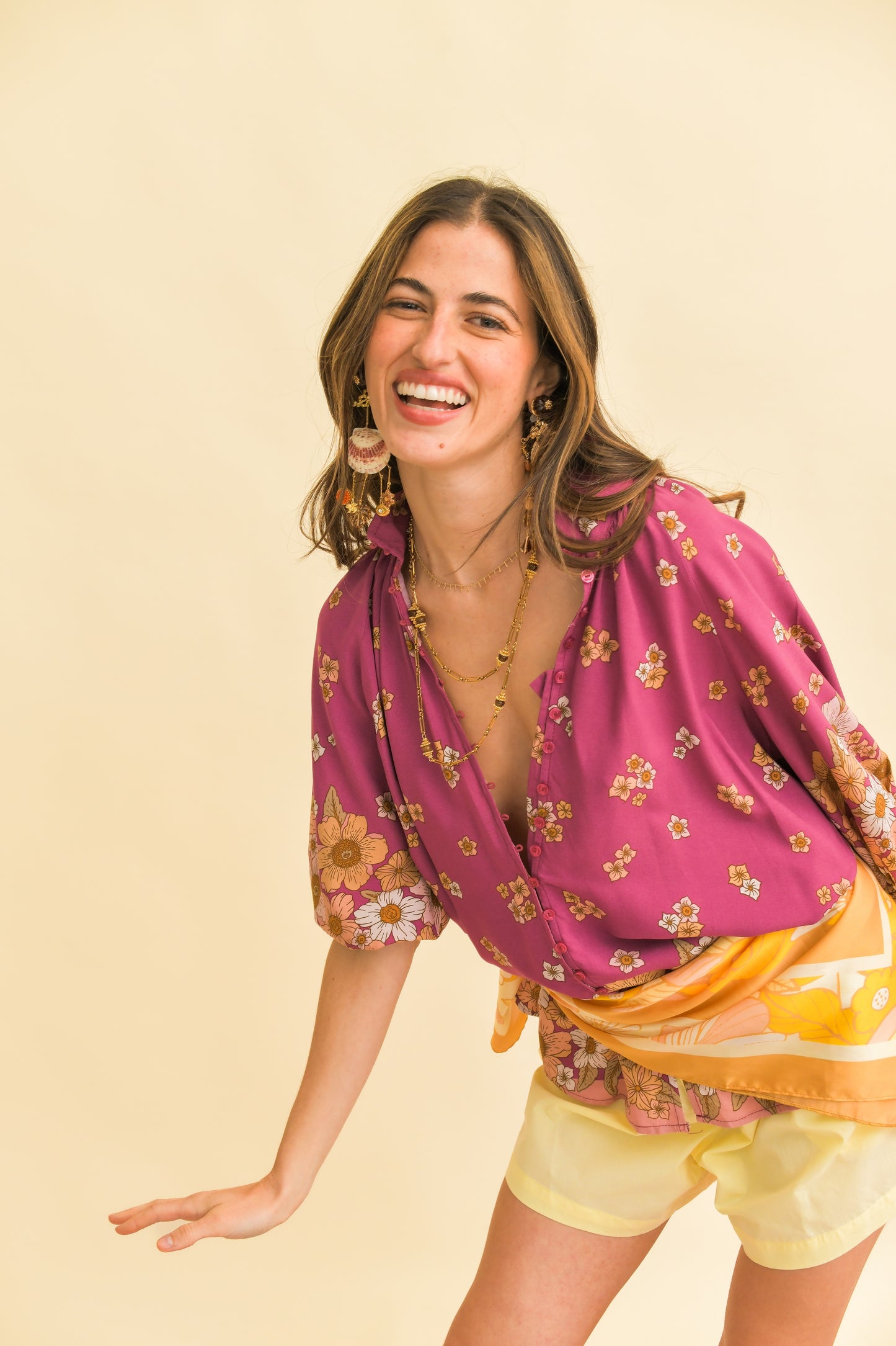 BEE ORCHID PRINT ARDEN BLOUSE