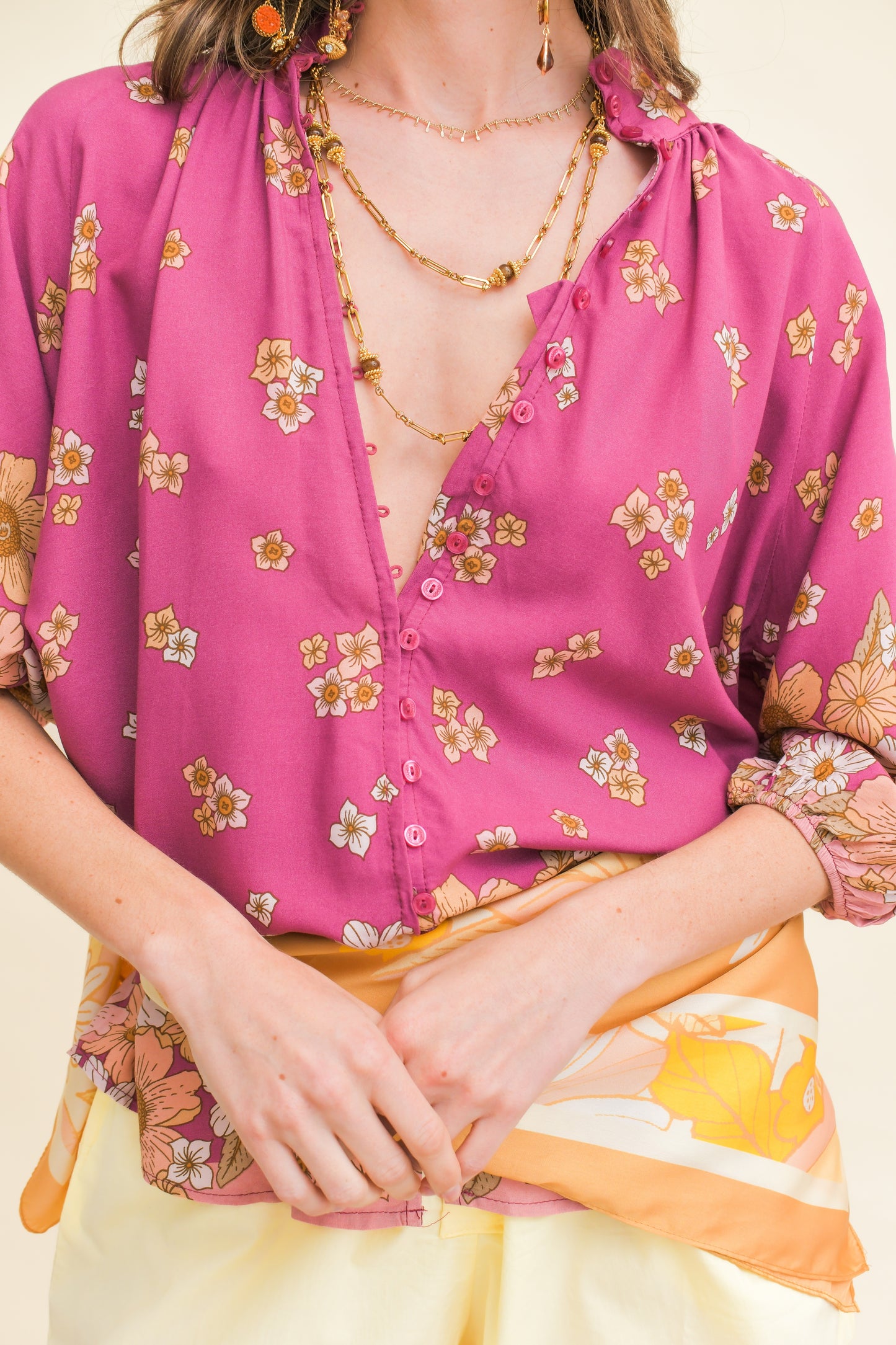 BEE ORCHID PRINT ARDEN BLOUSE