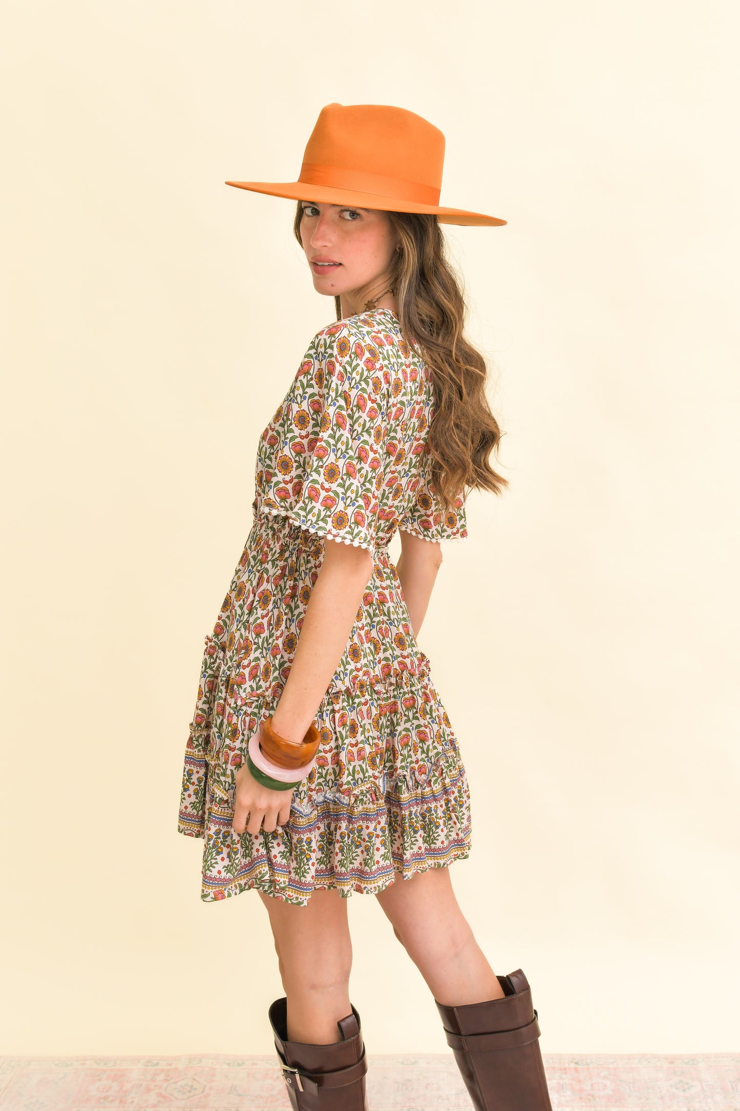 HARLOWE PRINT DAYA SHORT SLEEVE MINI DRESS