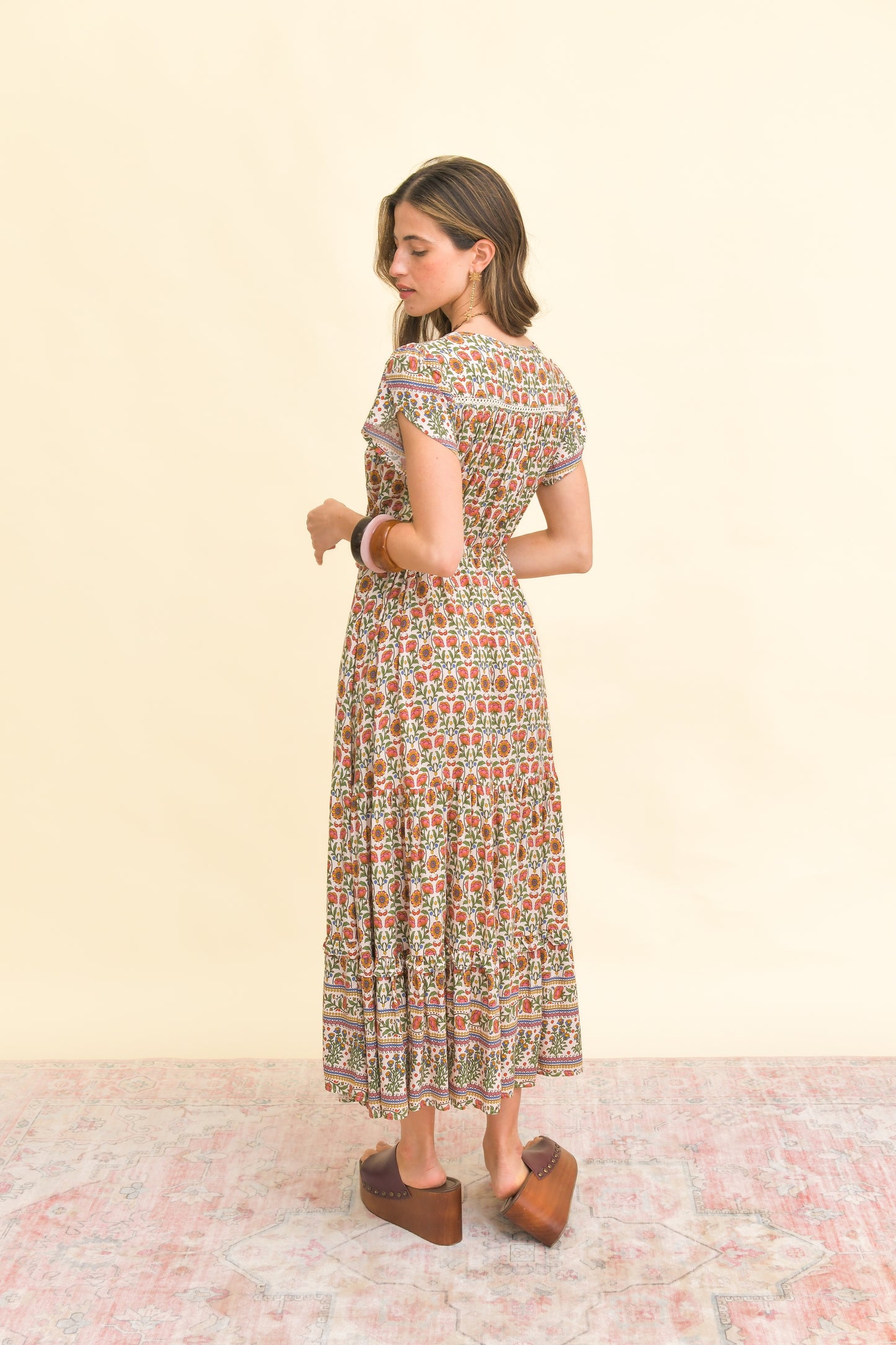 HARLOWE PRINT SLATE MIDI DRESS