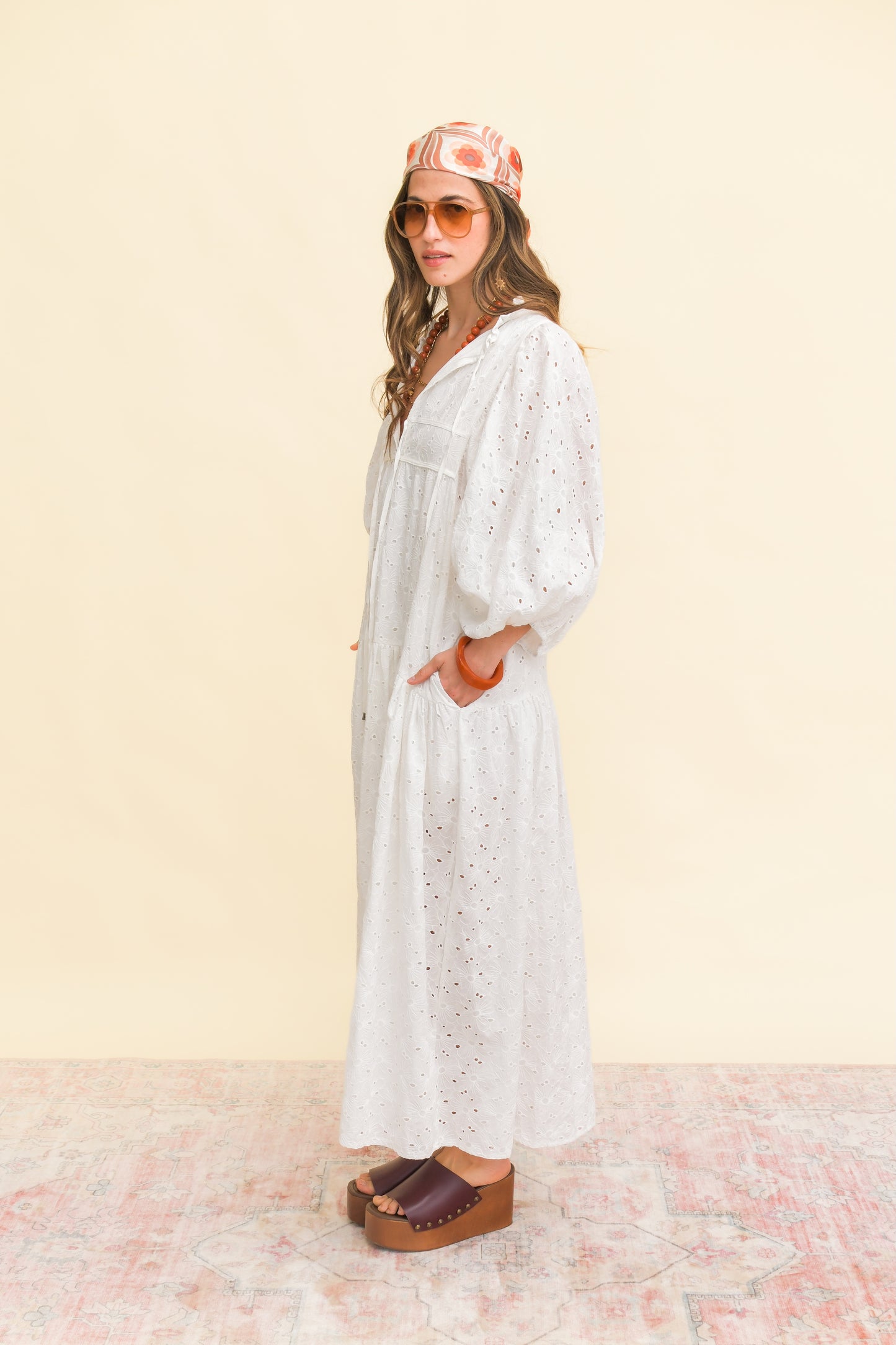 GARDENIA EMBROIDERED LORETTA MAXI DRESS
