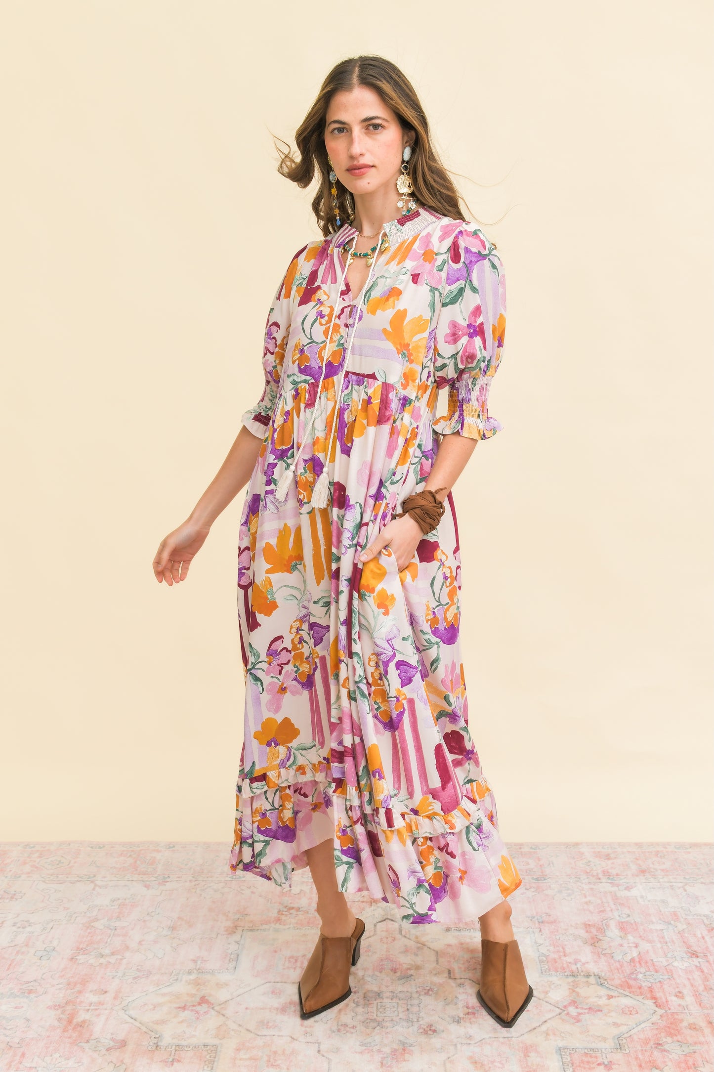 SWEET LILLY PRINT KORA MIDI DRESS