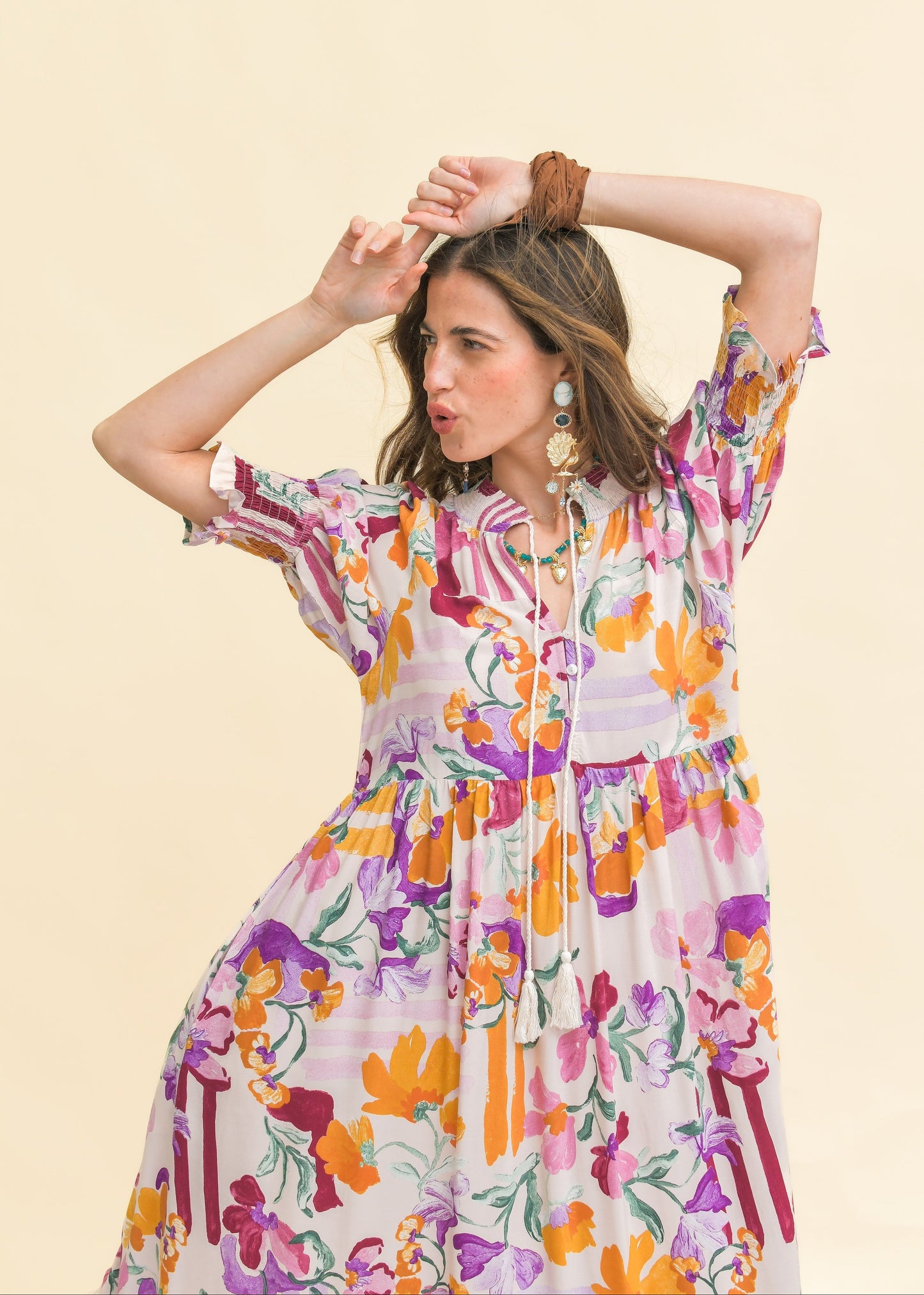 SWEET LILLY PRINT KORA MIDI DRESS