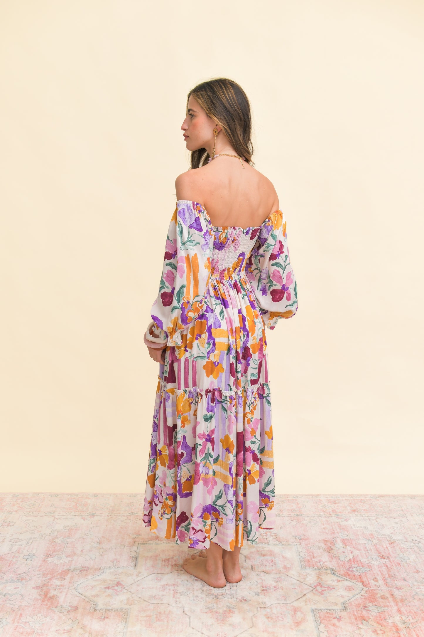 SWEET LILLY PRINT TULLI MIDI DRESS