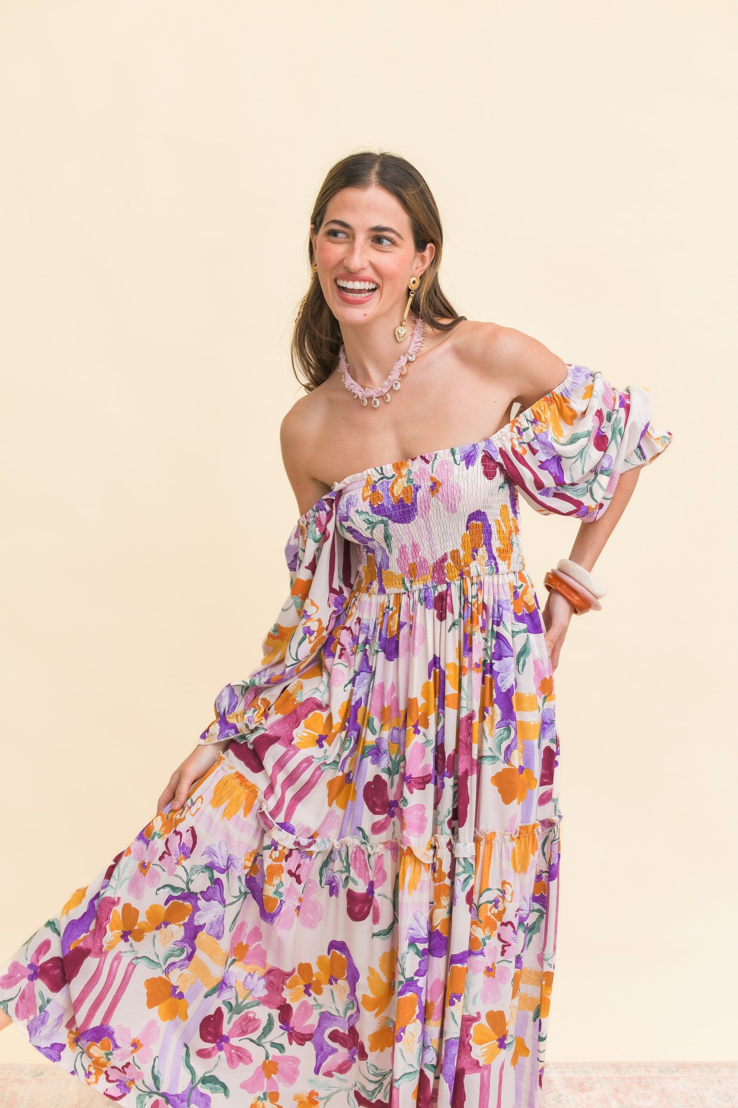 SWEET LILLY PRINT TULLI MIDI DRESS