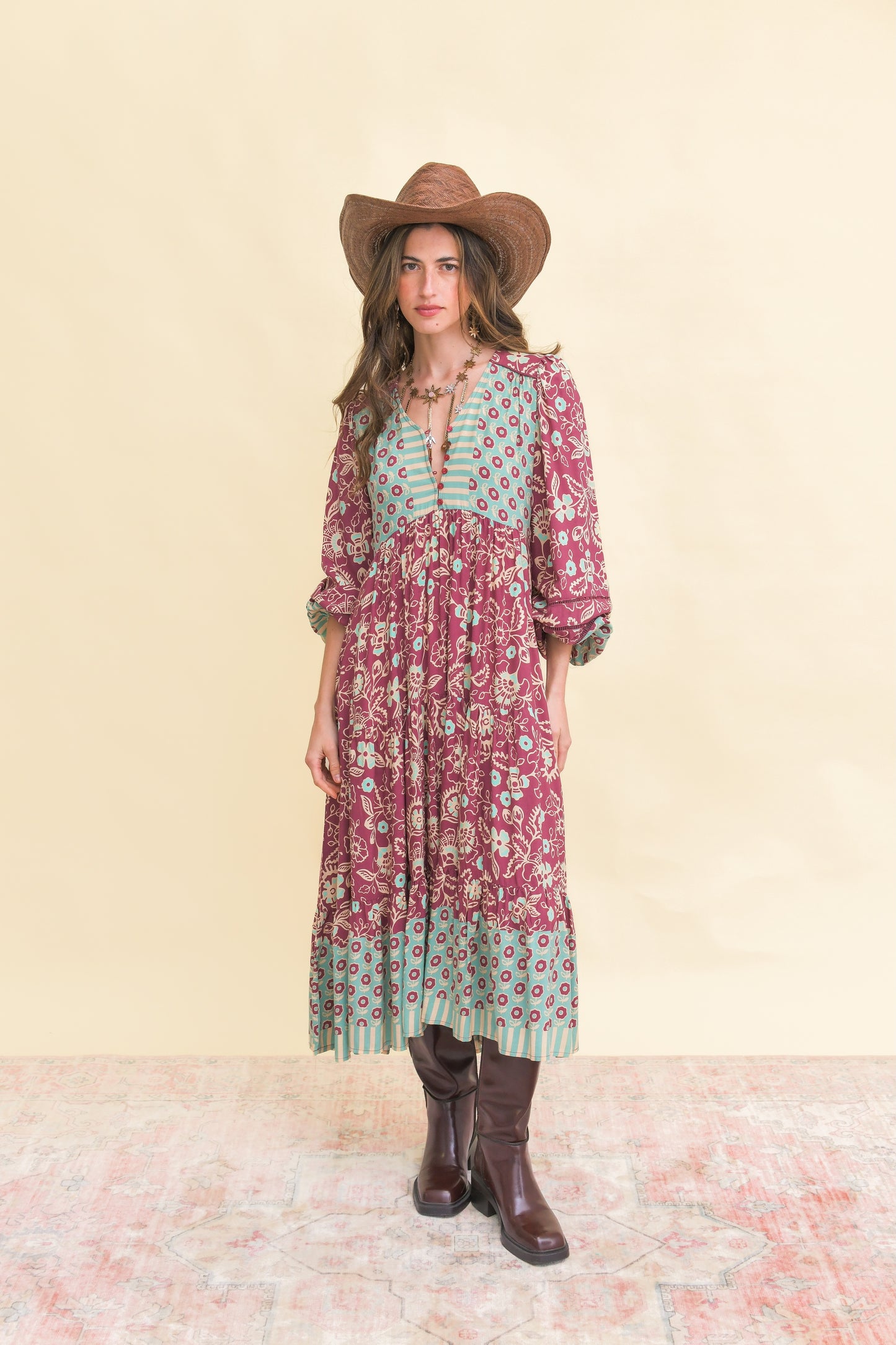 ATHENA PRINT EVE MIDI DRESS