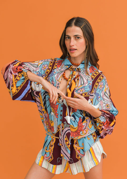 WILD HEARTS PRINT IMOGEN BLOUSE