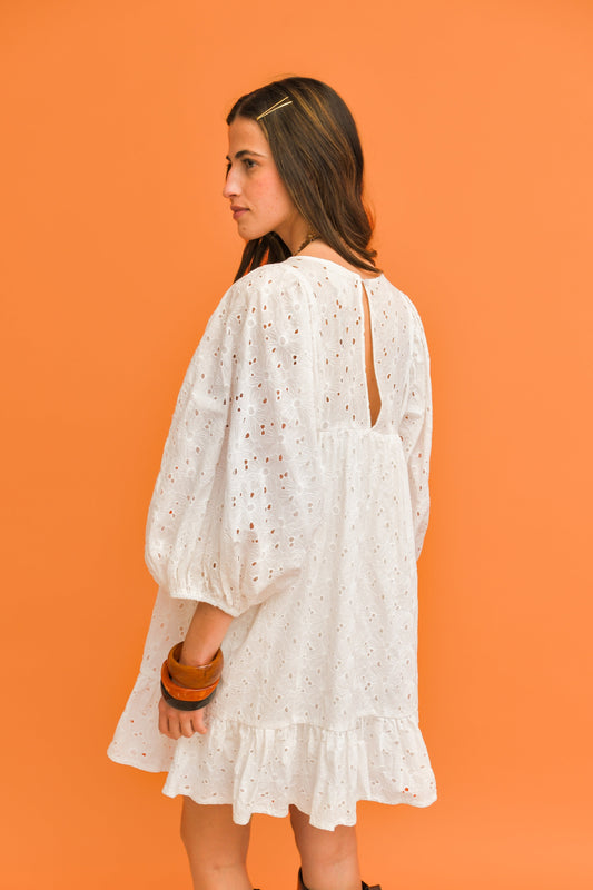 GARDENIA EMBROIDERED REVA DRESS