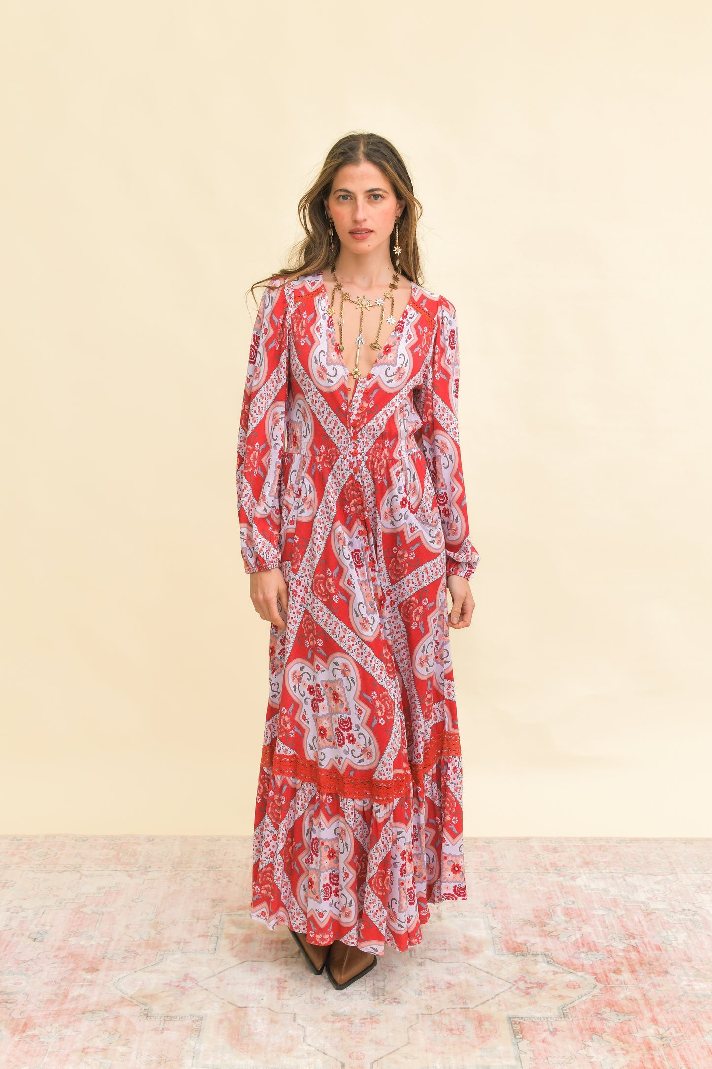ROSA PRINT CARMEN MAXI LONG SLEEVE
