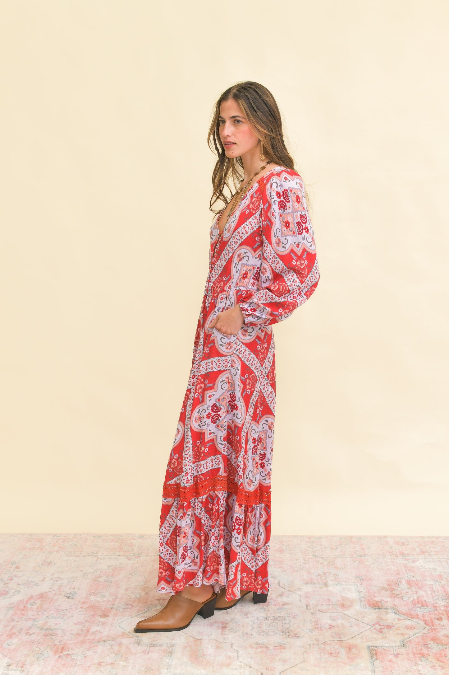 ROSA PRINT CARMEN MAXI LONG SLEEVE